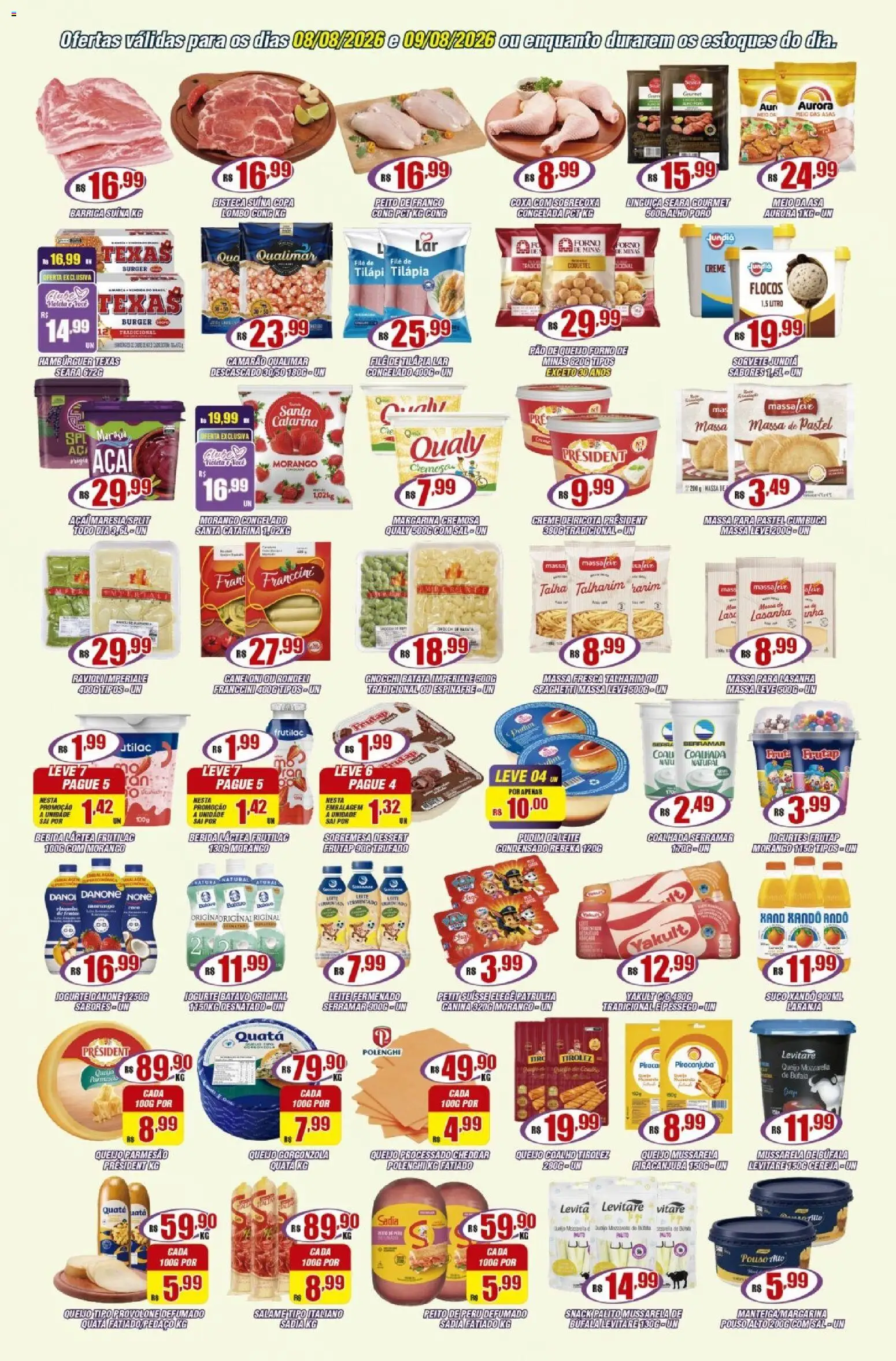 Violeta Supermercados Folheto - válido de 08/08/2026 | Página: 2 | Produtos: Copa, Queijo processado, Filé de tilápia, Mussarela