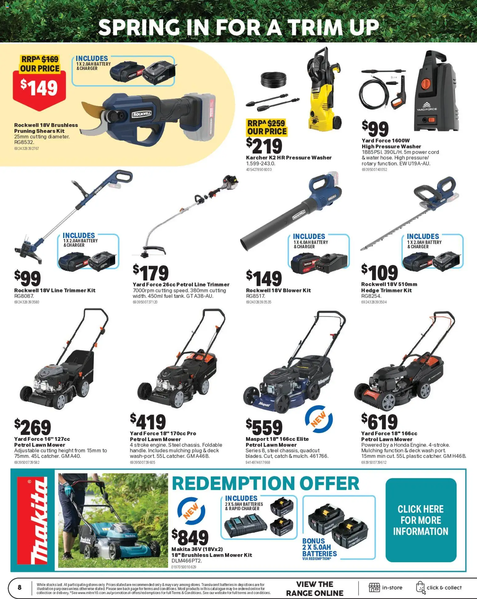 Mitre 10 catalogue - valid from 09/09/2026 | Page: 8 | Products: Battery, Charger, Lawn mower, Mower