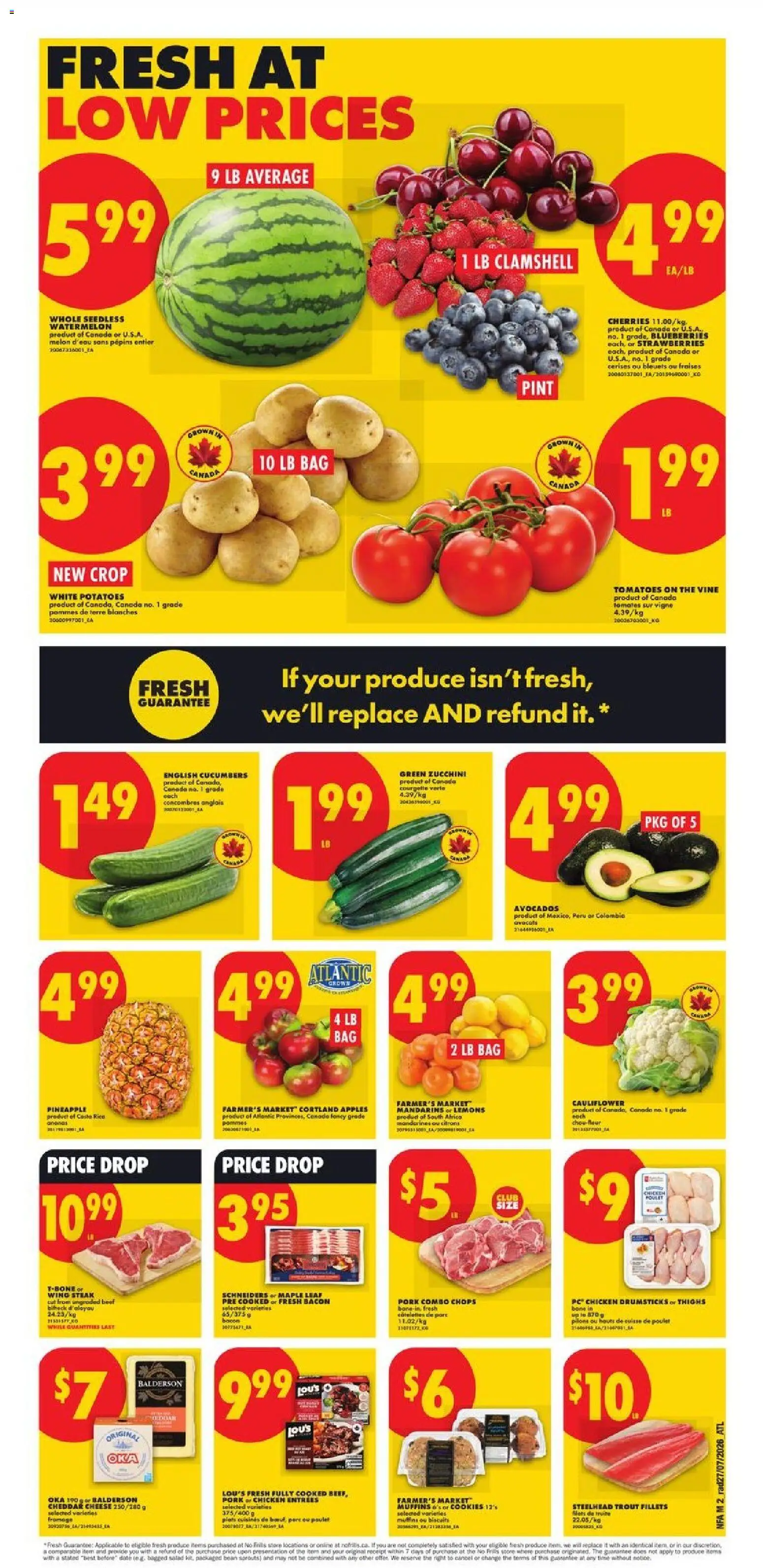 No Frills flyer valid from Jul 30, 2026 | Page: 2 | Products: Beef, Cucumbers, Cheese, Pork