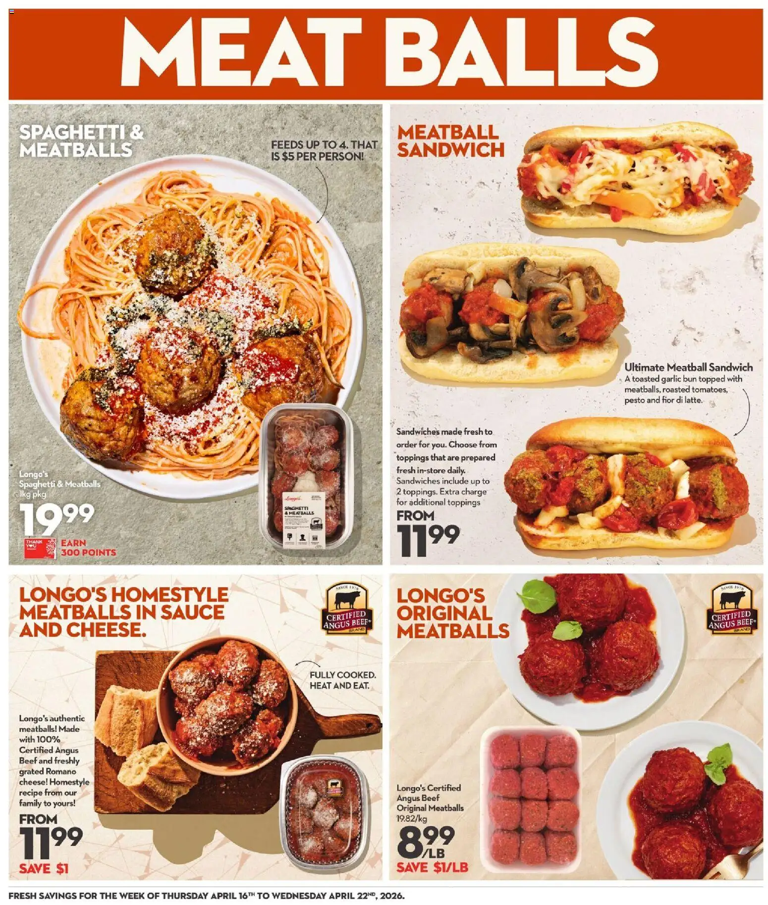 Longo's flyer valid from 16.04.2026 | Page: 10 | Products: Beef, Cheese