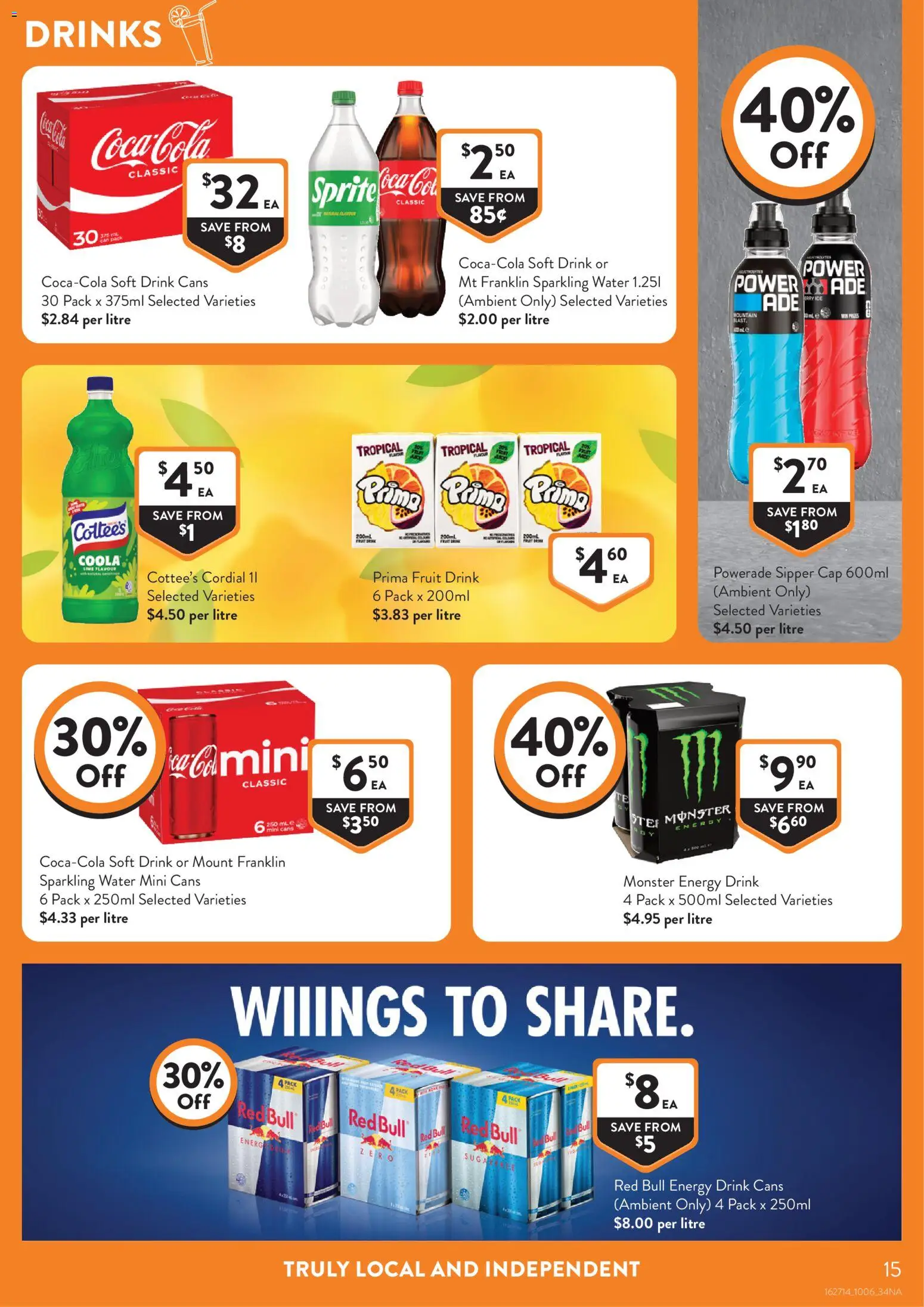 Foodworks catalogue - valid from 10.06.2026 | Page: 15 | Products: Energy drink, Water, Lime, Cap
