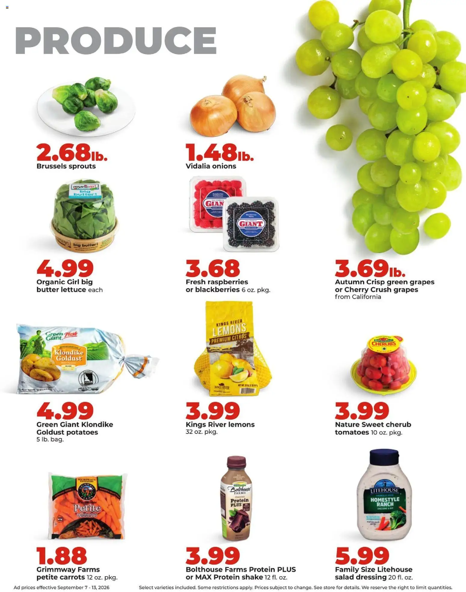 HyVee Weekly Ad - valid from 09/07/2026 | Page: 11 | Products: Lemons, Brussels Sprouts, Salad, Dressing