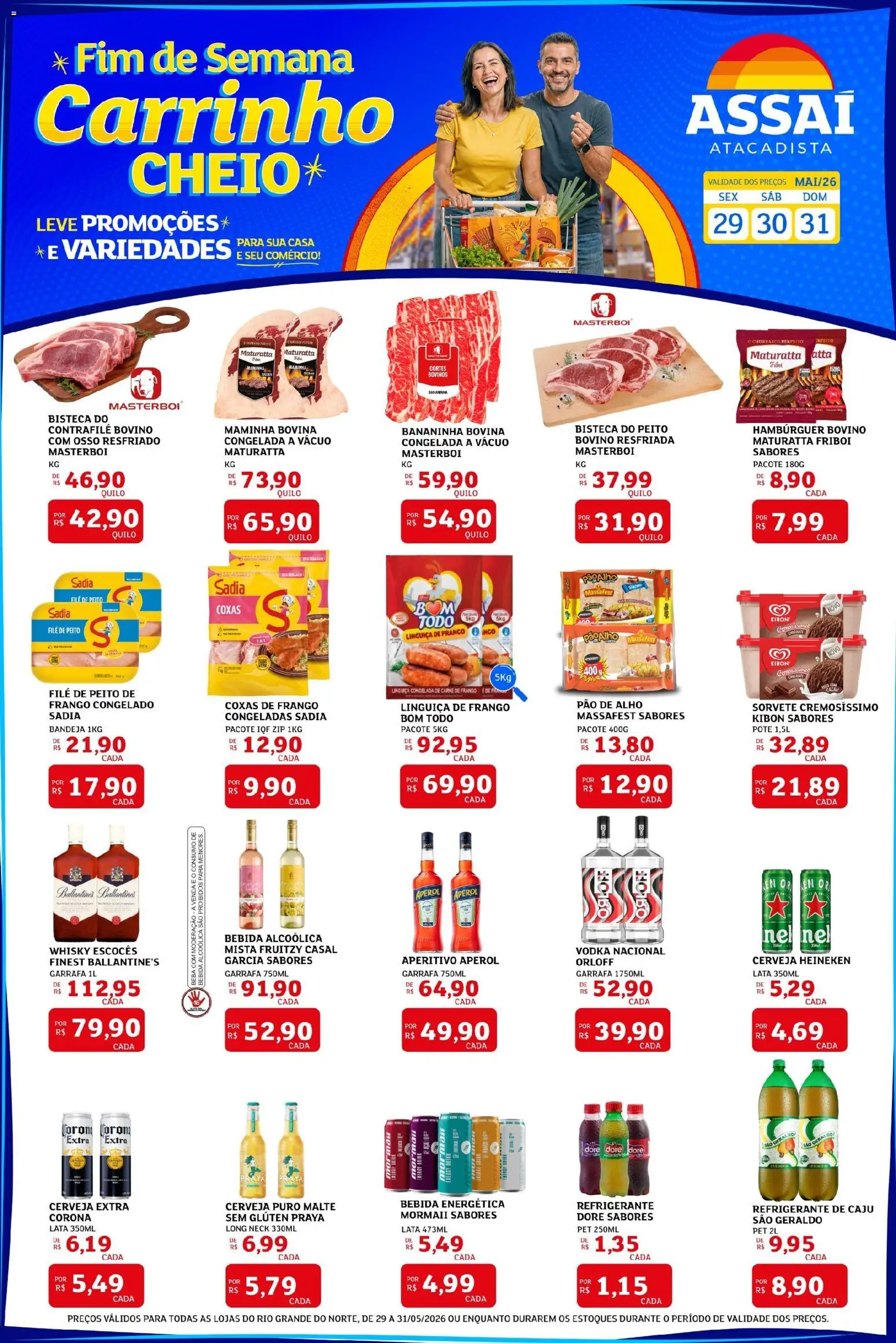 Assaí Atacadista Folheto - válido de 29.05.2026 | Página: 1 | Produtos: Whisky, Maminha, Pão, Refrigerante