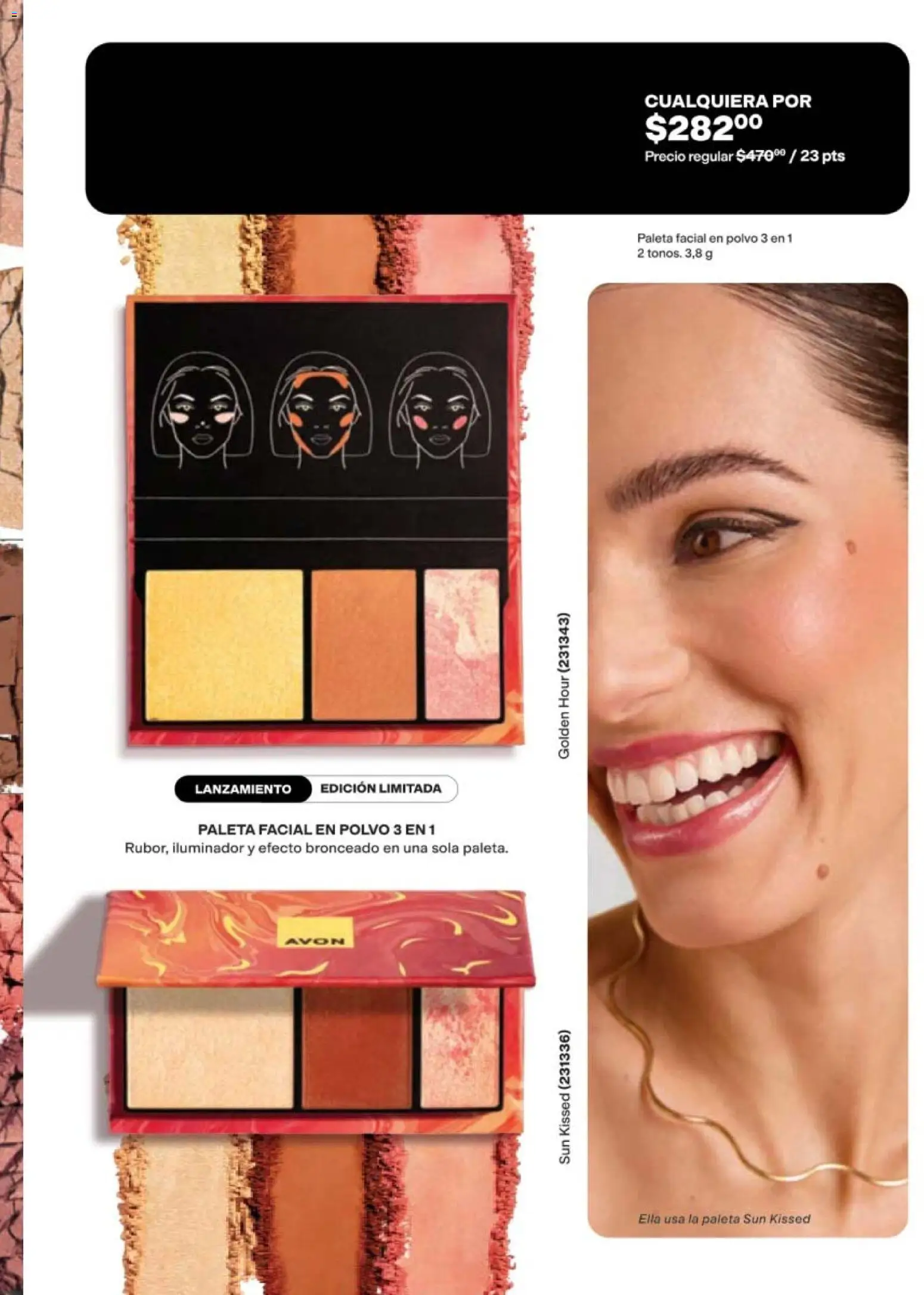 Nuevas ofertas de AVON válidas en toda la República Mexicana desde el 11/09/2026. ¡Encuentra las mejores ofertas en AVON campaña 14 2026! | Página: 39 | Productos: Iluminador, Paleta, Polvo