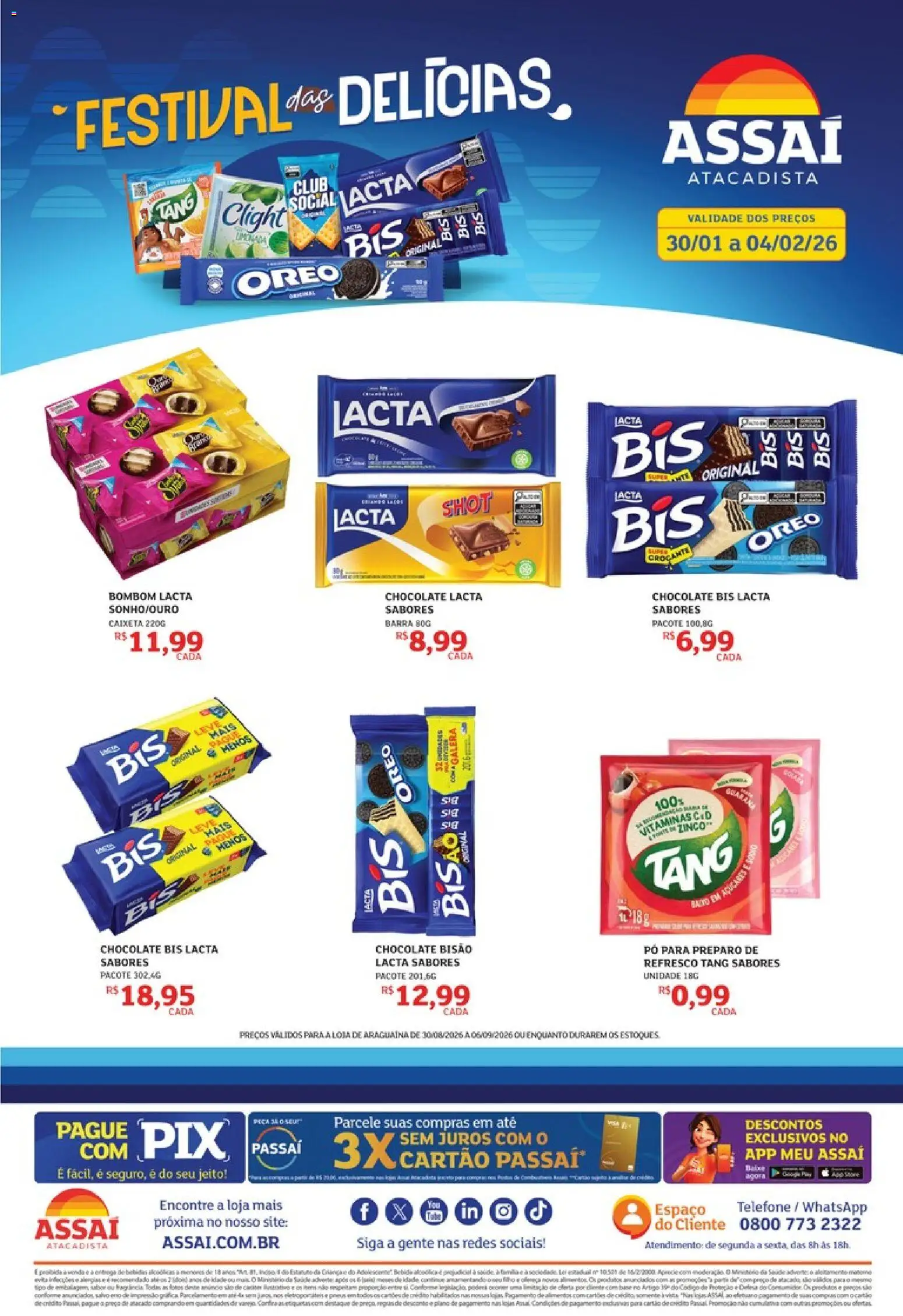 Assaí Atacadista Folheto - válido de 30/08/2026 | Página: 1 | Produtos: Refresco, Guaraná, Chocolate, Bombom