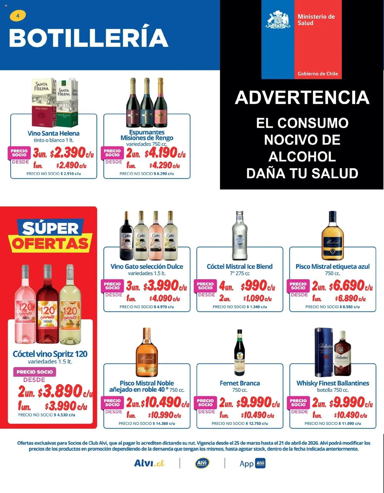 Alvi ofertas  │ válido desde el 25.03.2026 | Página: 4 | Productos: Botella, Vino, Whisky, Fernet