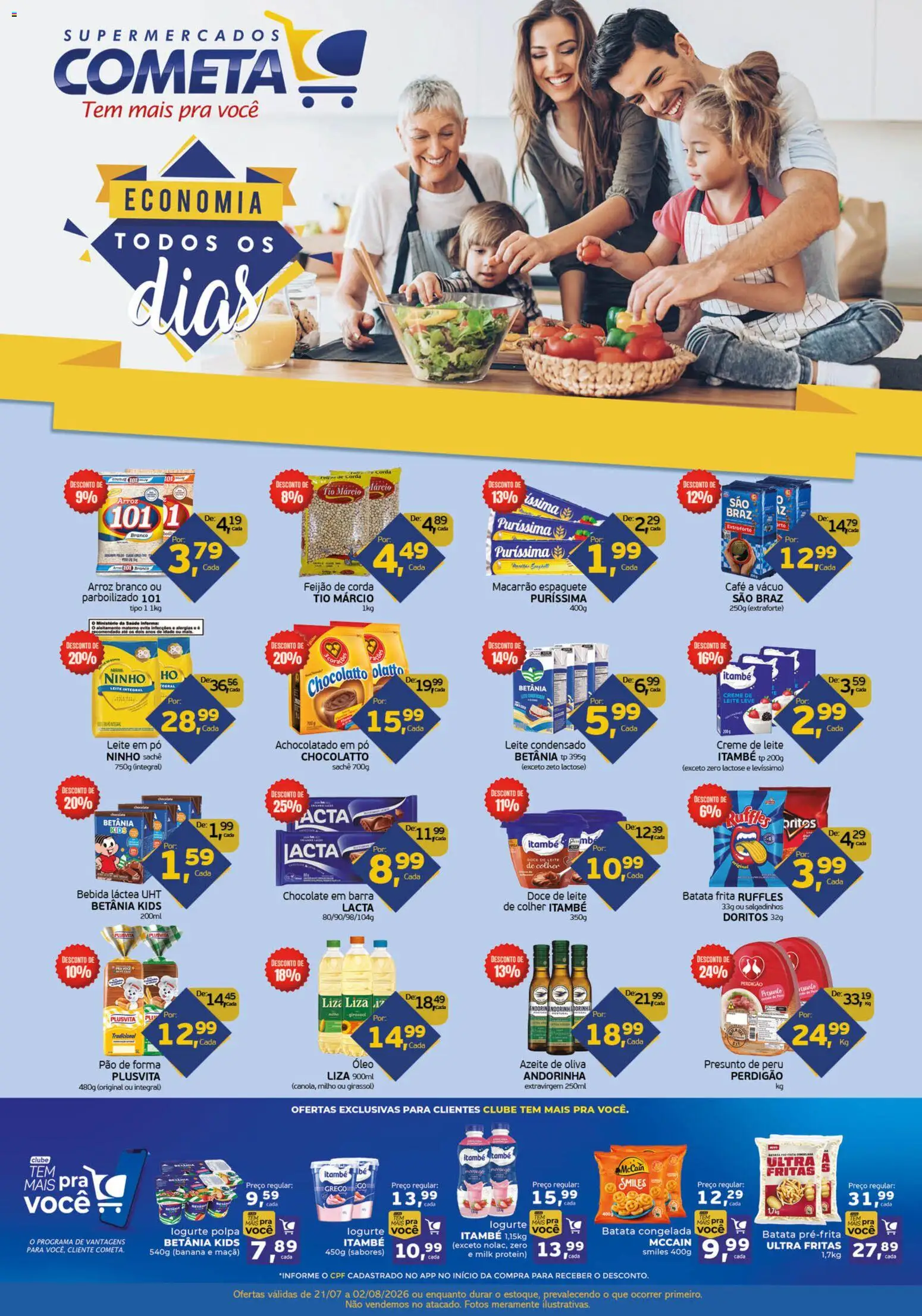 Cometa Supermercados Folheto - válido de 21/07/2026 | Página: 1 | Produtos: Corda, Arroz, Doce de leite, Batata frita