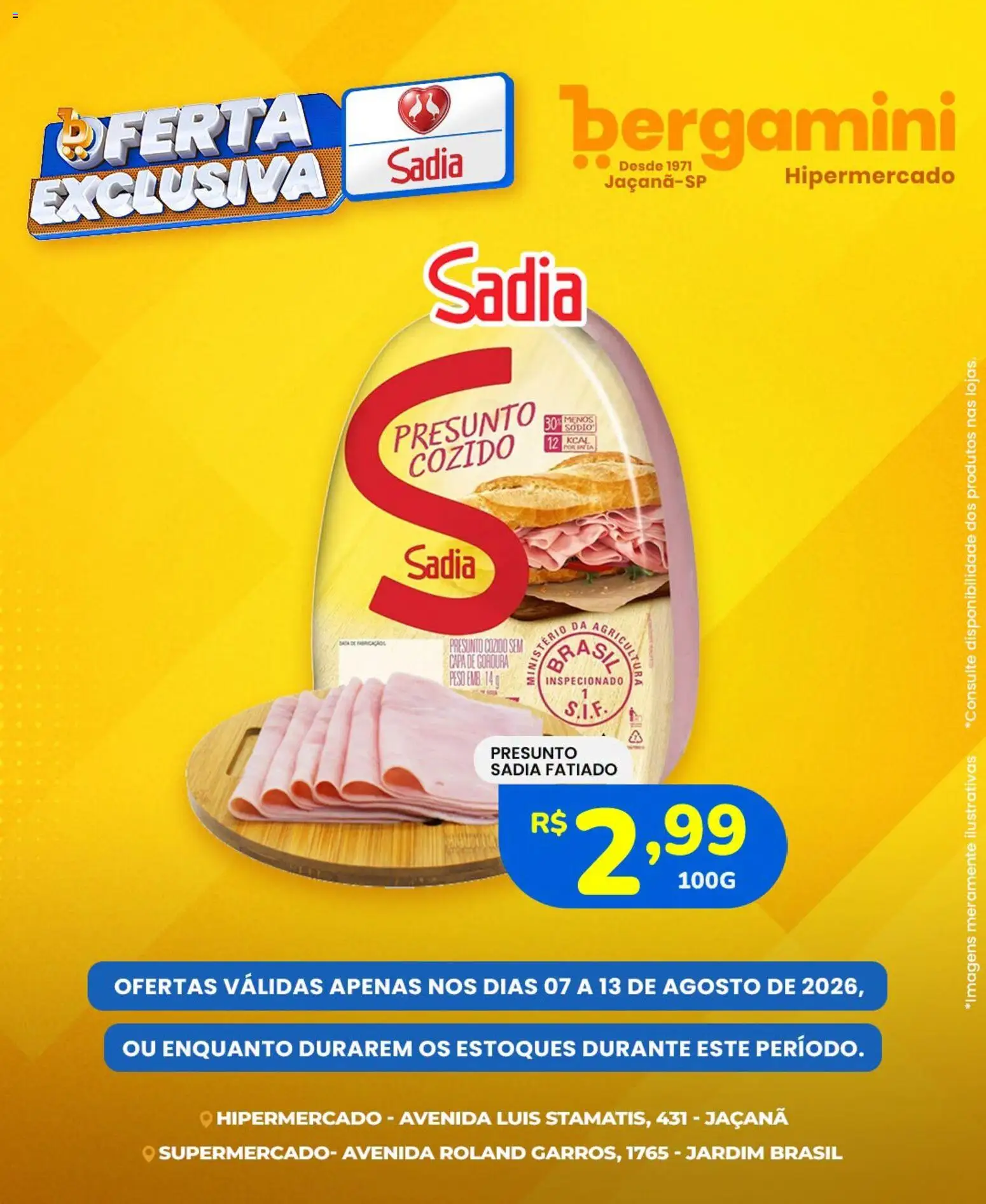 Supermercado Bergamini Folheto - válido de 07/08/2026 | Página: 2 | Produtos: Presunto