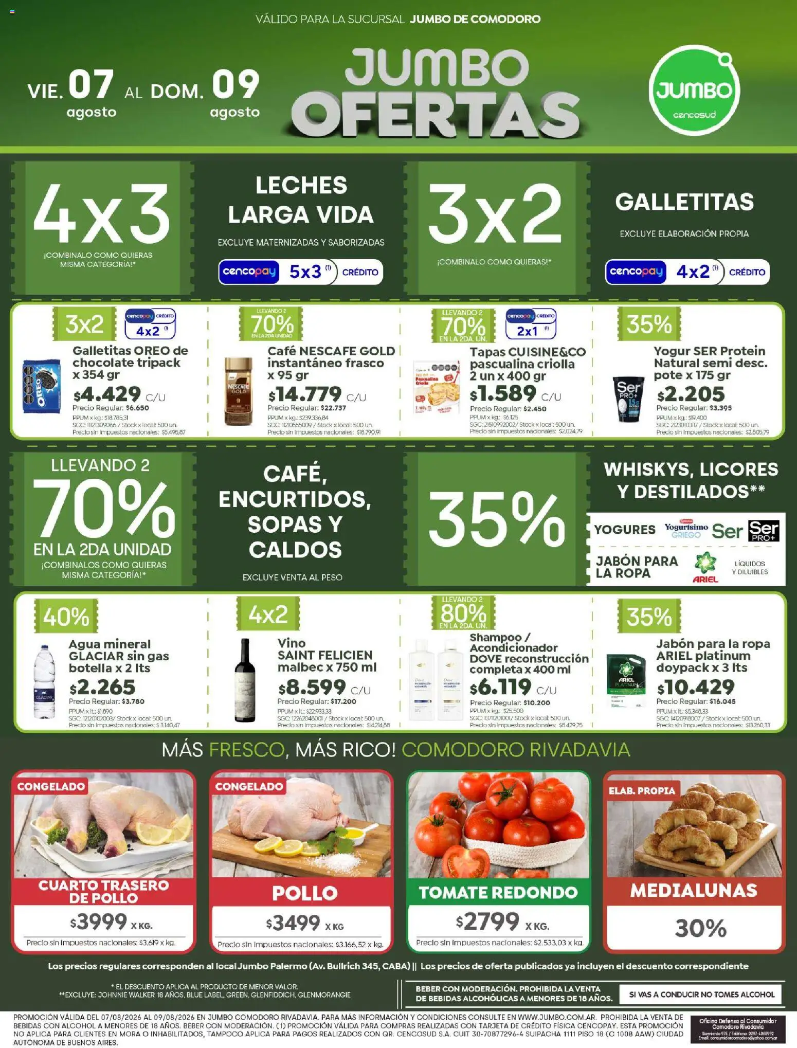 Jumbo - Ofertas Comodoro │ válido desde el 07/08/2026 | Página: 1 | Productos: Teléfono, Botella, Jabón, Chocolate