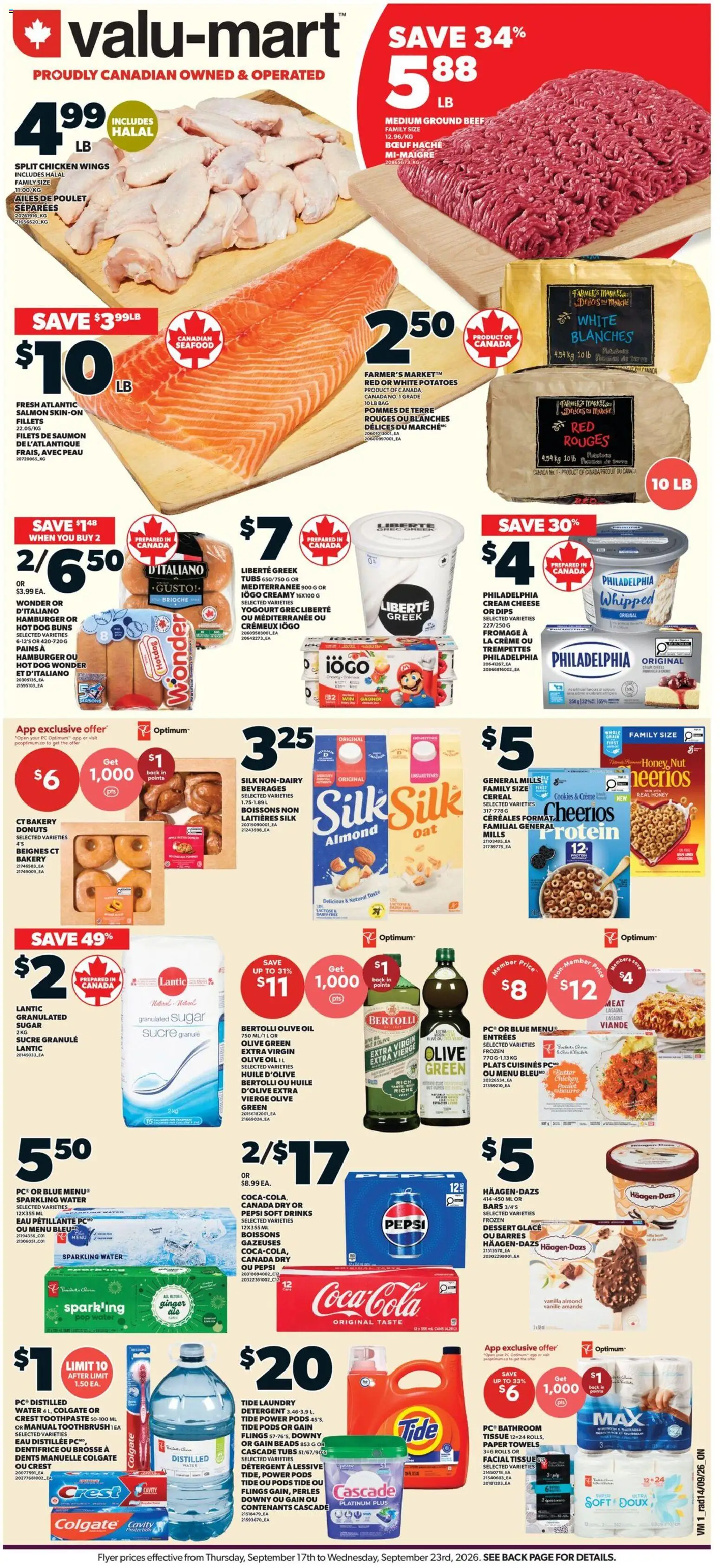 Valu Mart flyer valid from Sep 17, 2026 | Page: 1 | Products: Bag, Bakery, Ground beef, Chicken