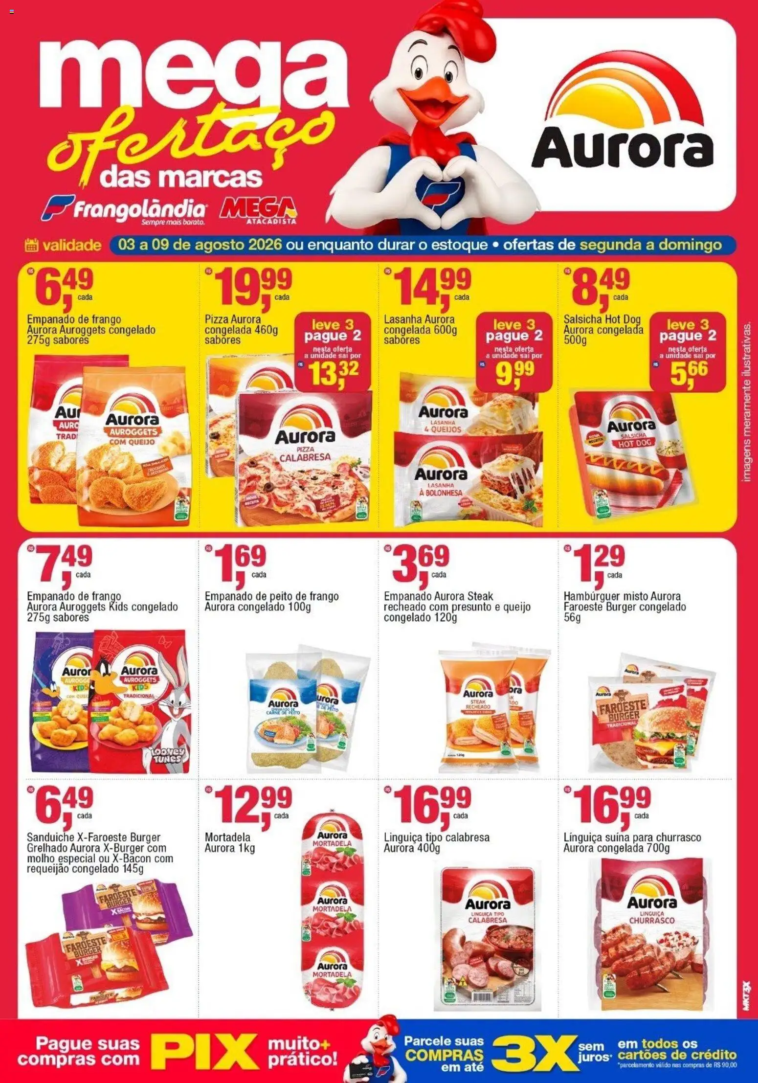 Frangolândia Folheto - válido de 03/08/2026 | Página: 5 | Produtos: Linguiça, Presunto, Pizza, Carne