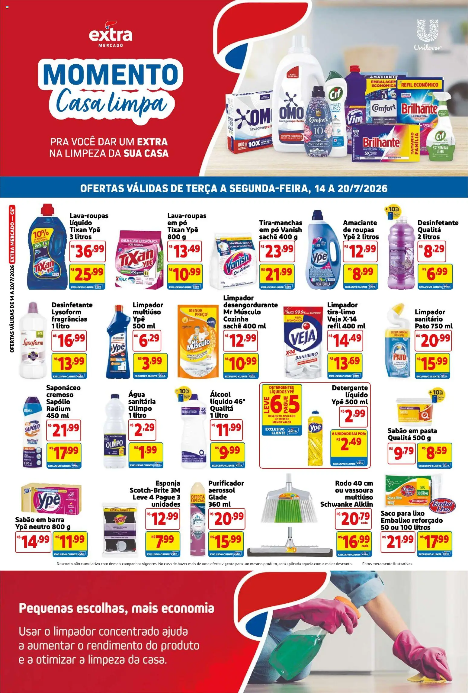 Extra Folheto - válido de 14/07/2026 | Página: 2 | Produtos: Sabão, Saponáceo, Vanish, Vassoura