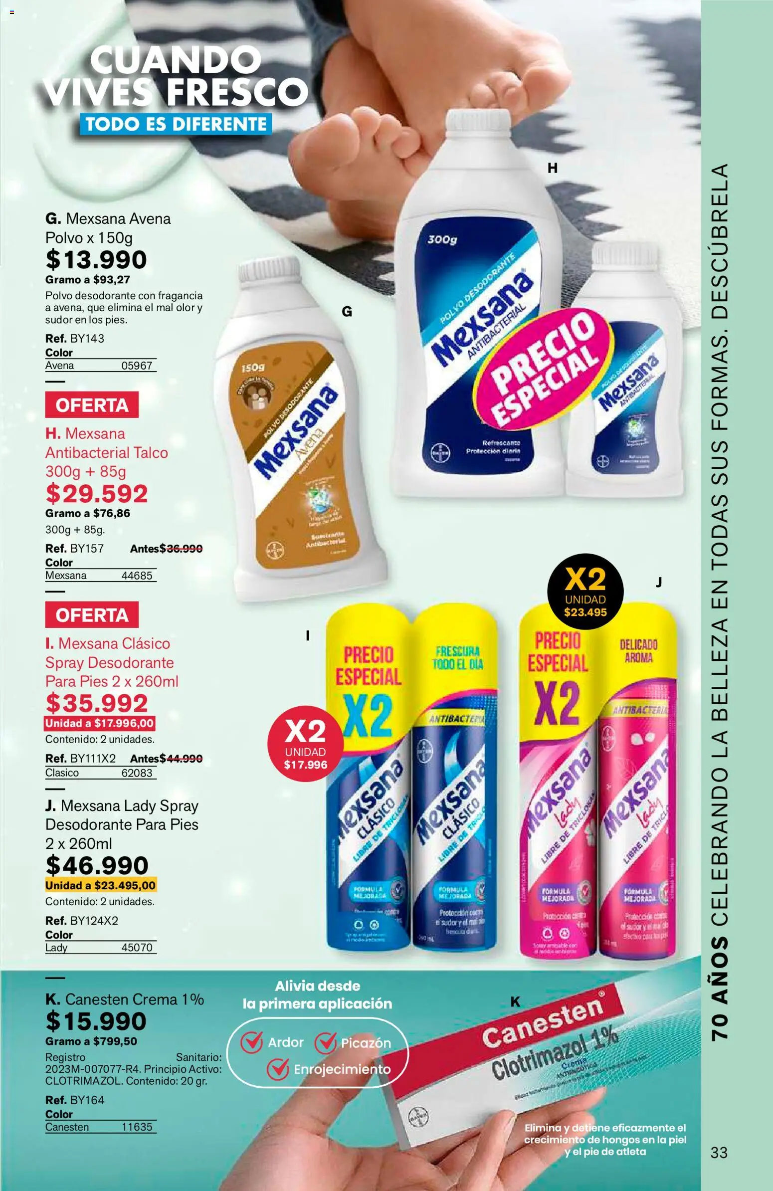 Leonisa revista - valida desde el 15/07/2026 | Página: 33 | Productos: Crema, Avena, Hongos, Desodorante