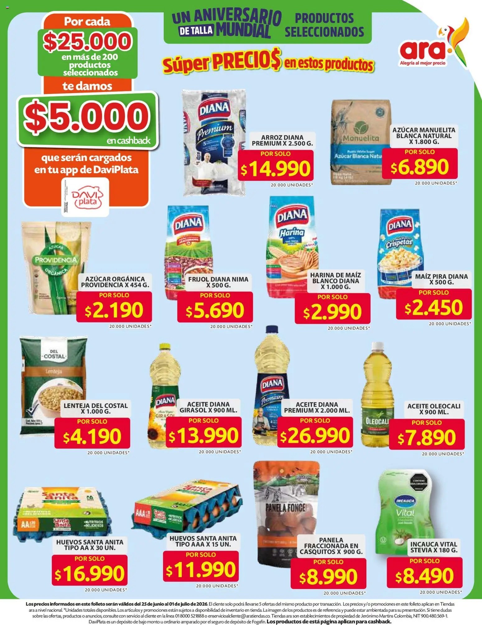 Ara revista - valida desde el 11/06/2026 | Página: 5 | Productos: Arroz, Azucar, Panela, Aceite