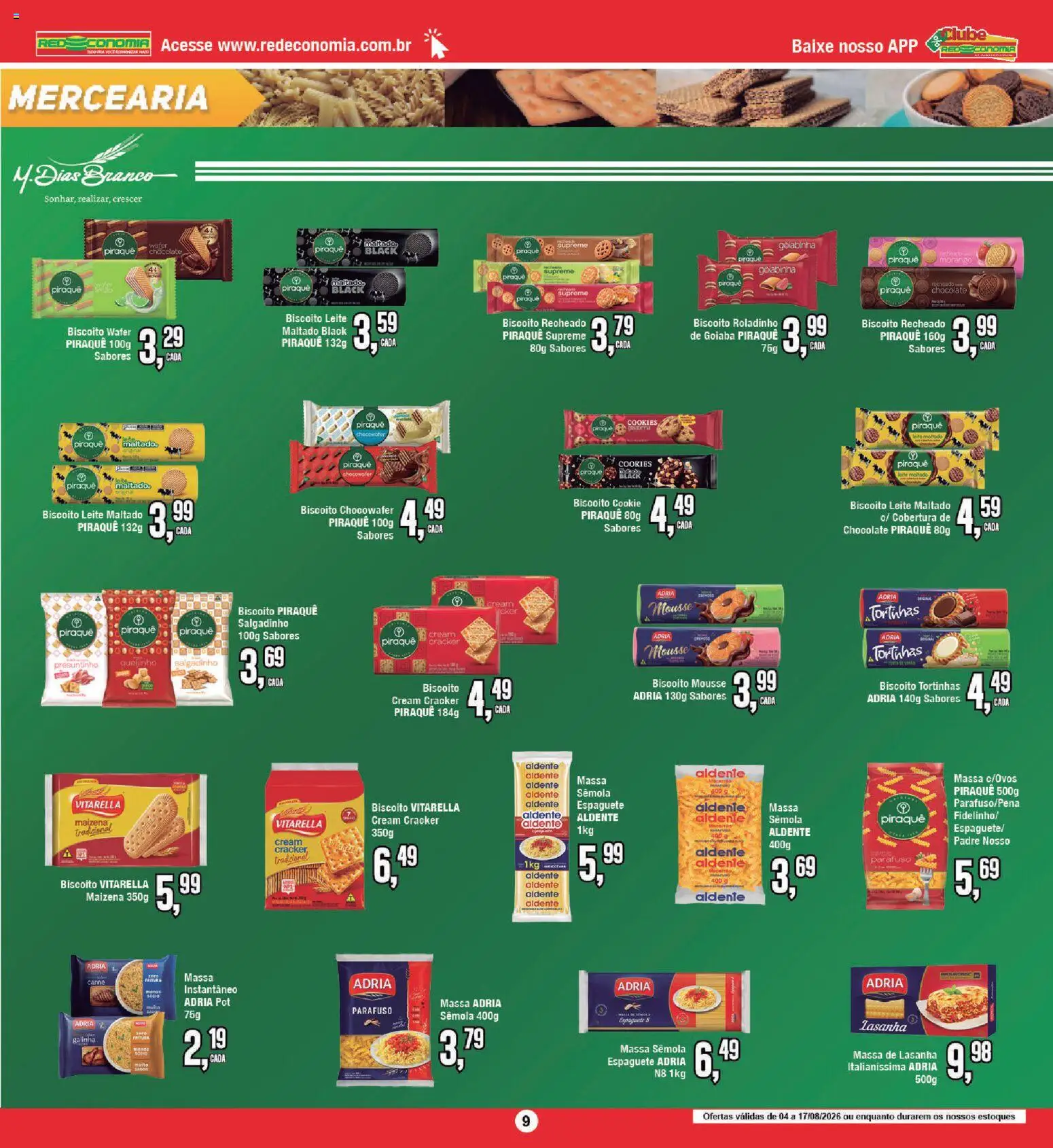 RedEconomia Folheto - válido de 04/08/2026 | Página: 9 | Produtos: Goiaba, Massa, Lasanha, Cookies