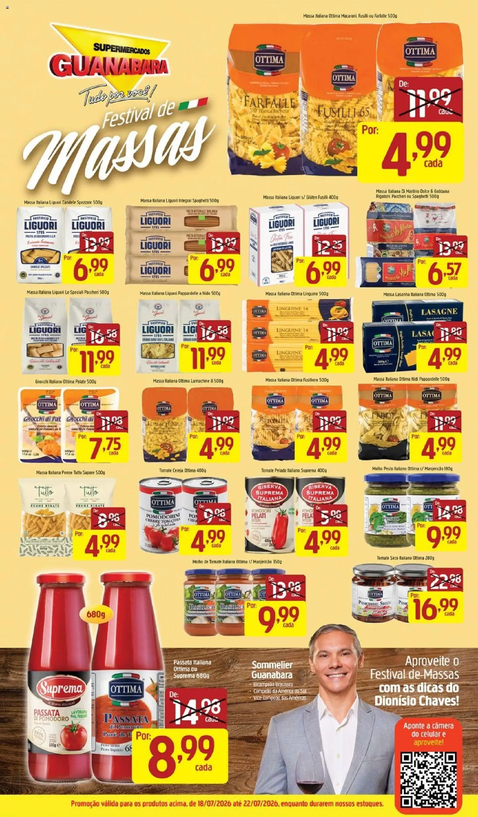 Supermercados Guanabara Folheto - válido de 18/07/2026 | Página: 15 | Produtos: Cereja, Manjericão, Molho de tomate, Massa