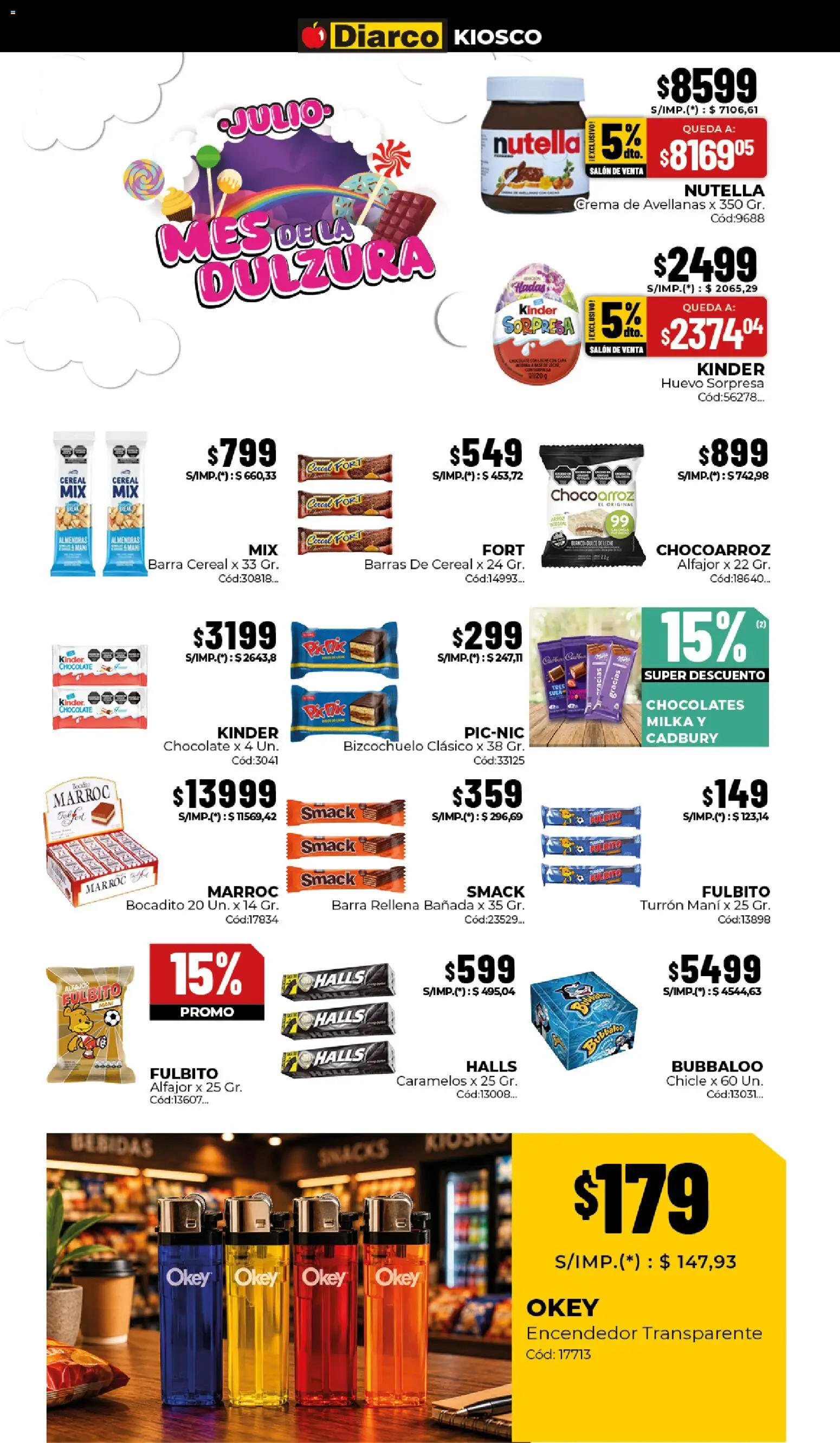 Diarco - Ofertas Interior │ válido desde el 13/07/2026 | Página: 6 | Productos: Almendras, Chocolate, Chicle, Crema