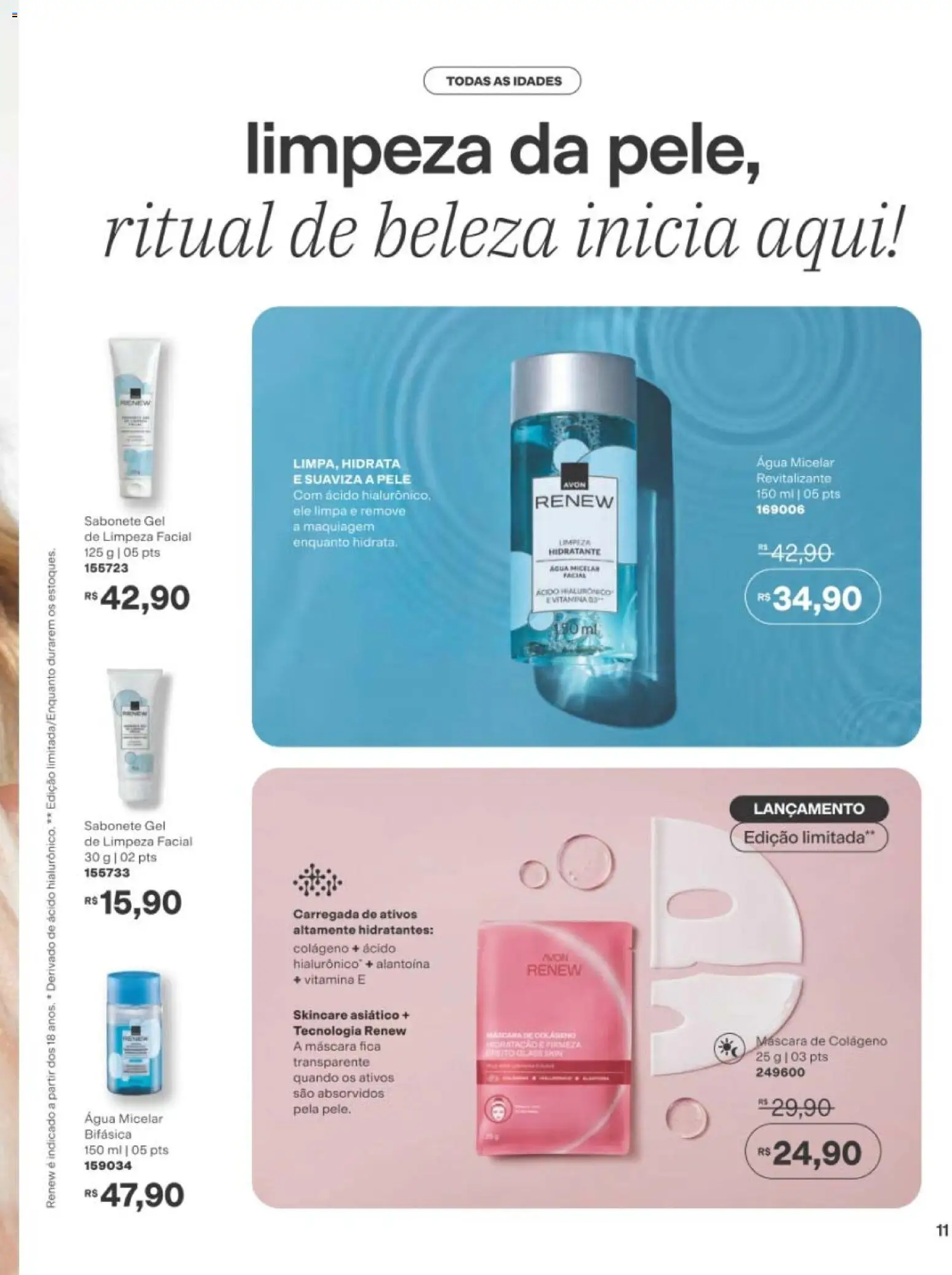 Avon Folheto - válido de 19/07/2026 | Página: 11 | Produtos: Água micelar, Gel de limpeza, Água, Sabonete