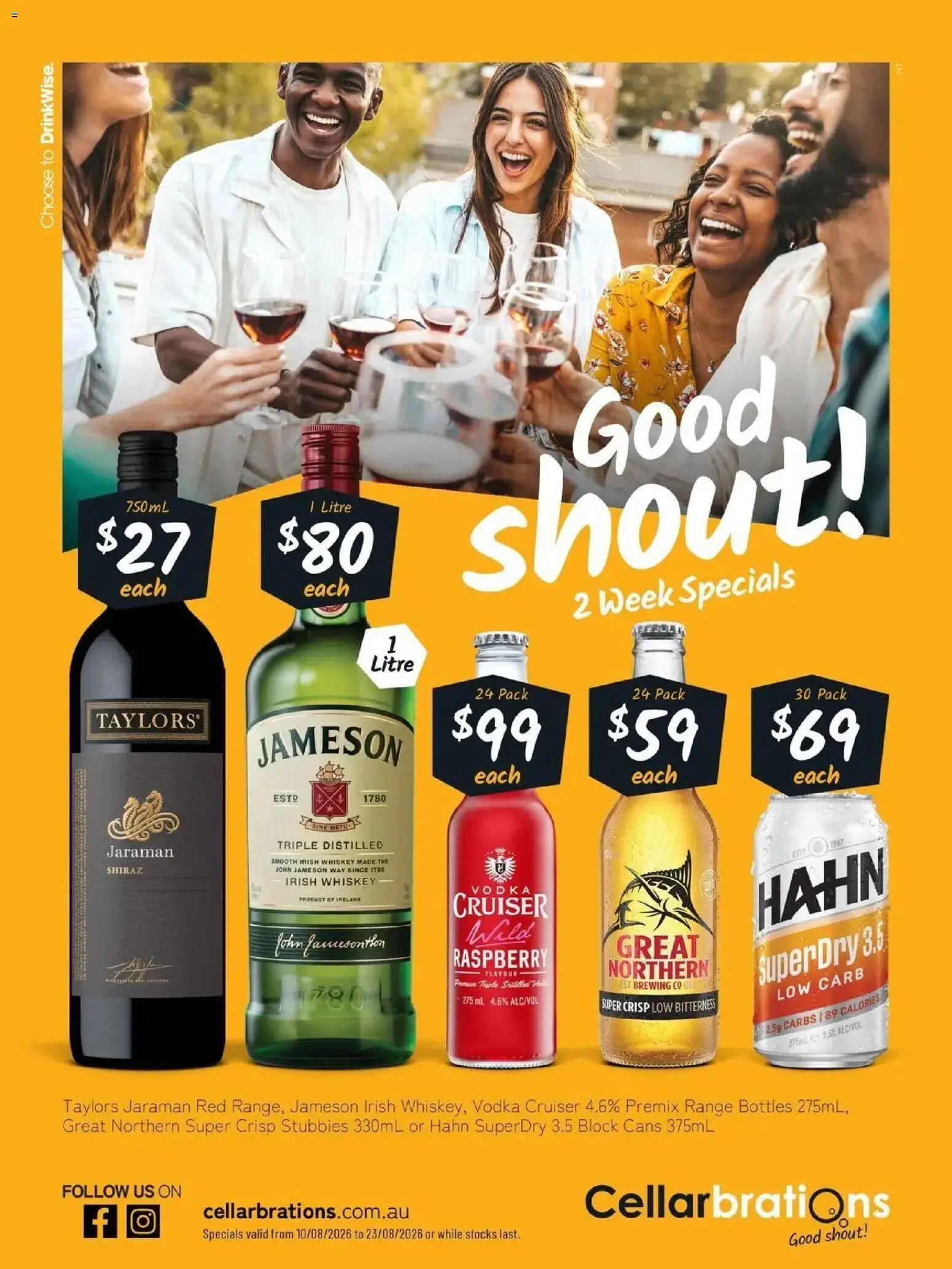 Cellarbrations catalogue - valid from 10/08/2026 | Page: 1 | Products: Vodka, Raspberry, Irish whiskey, Jameson