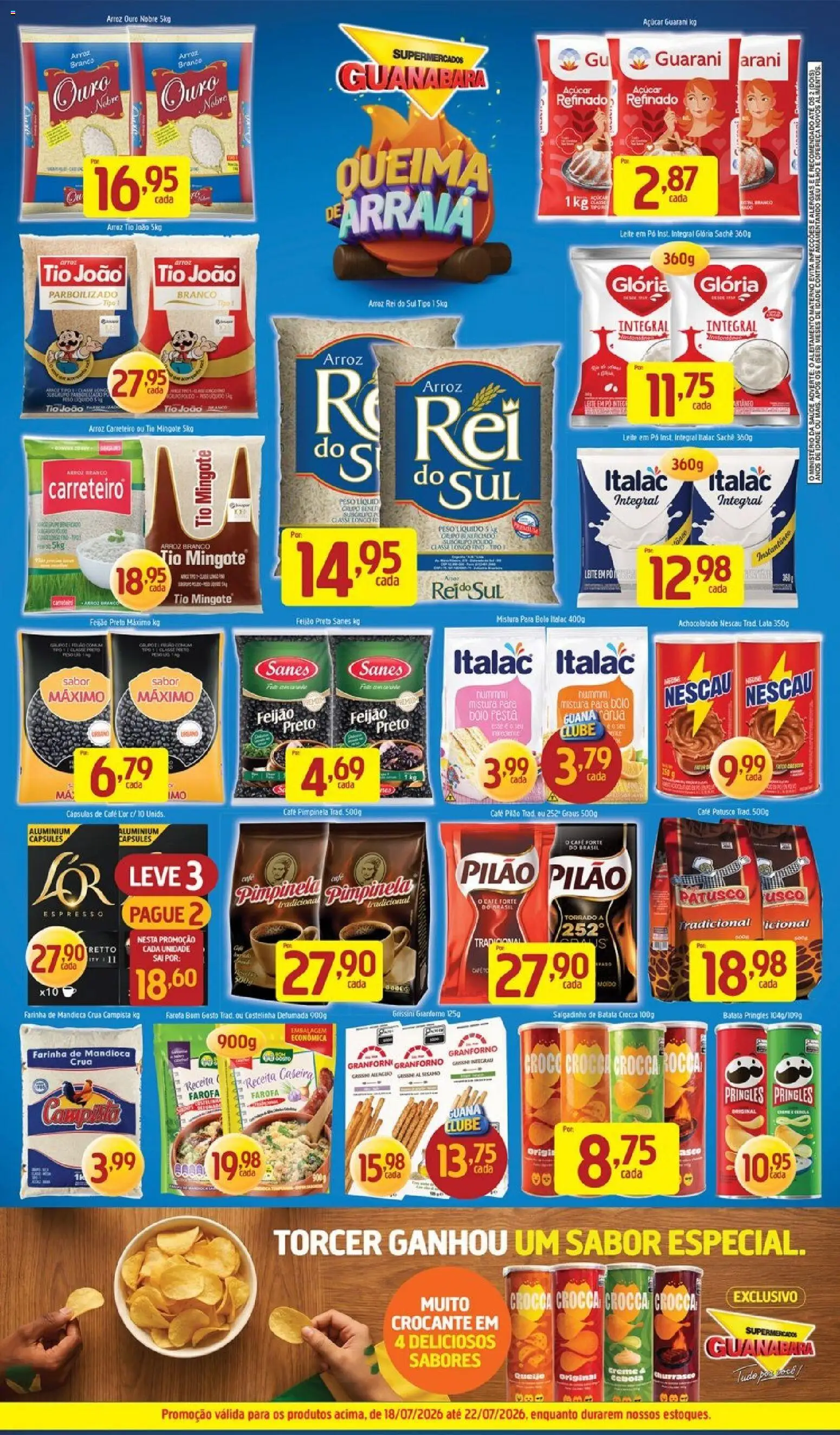 Supermercados Guanabara Folheto - válido de 18/07/2026 | Página: 2 | Produtos: Mandioca, Nescau, Creme, Açúcar