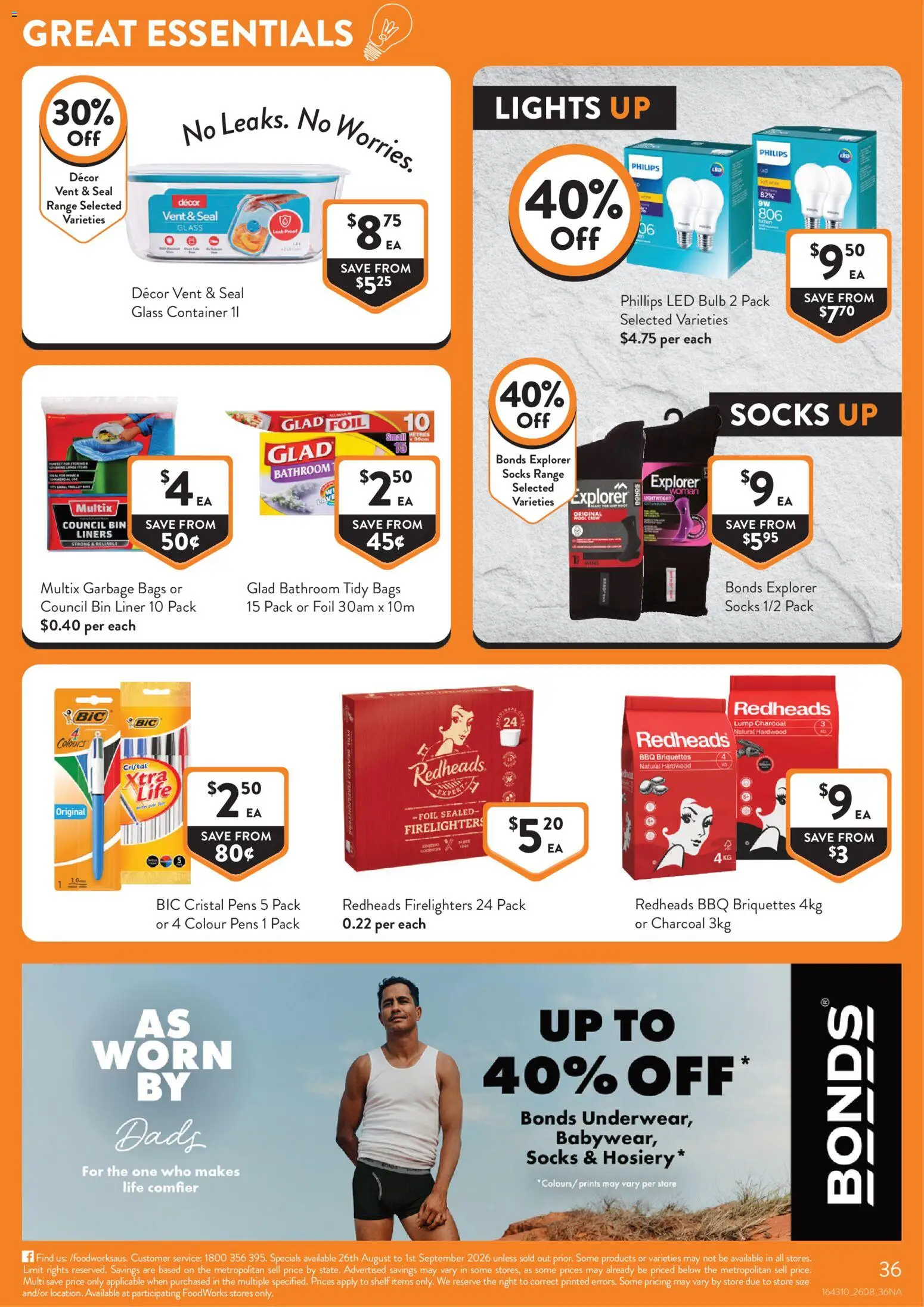 Foodworks catalogue - valid from 26/08/2026 | Page: 36 | Products: Decor, Briquettes, Foil, Bathroom