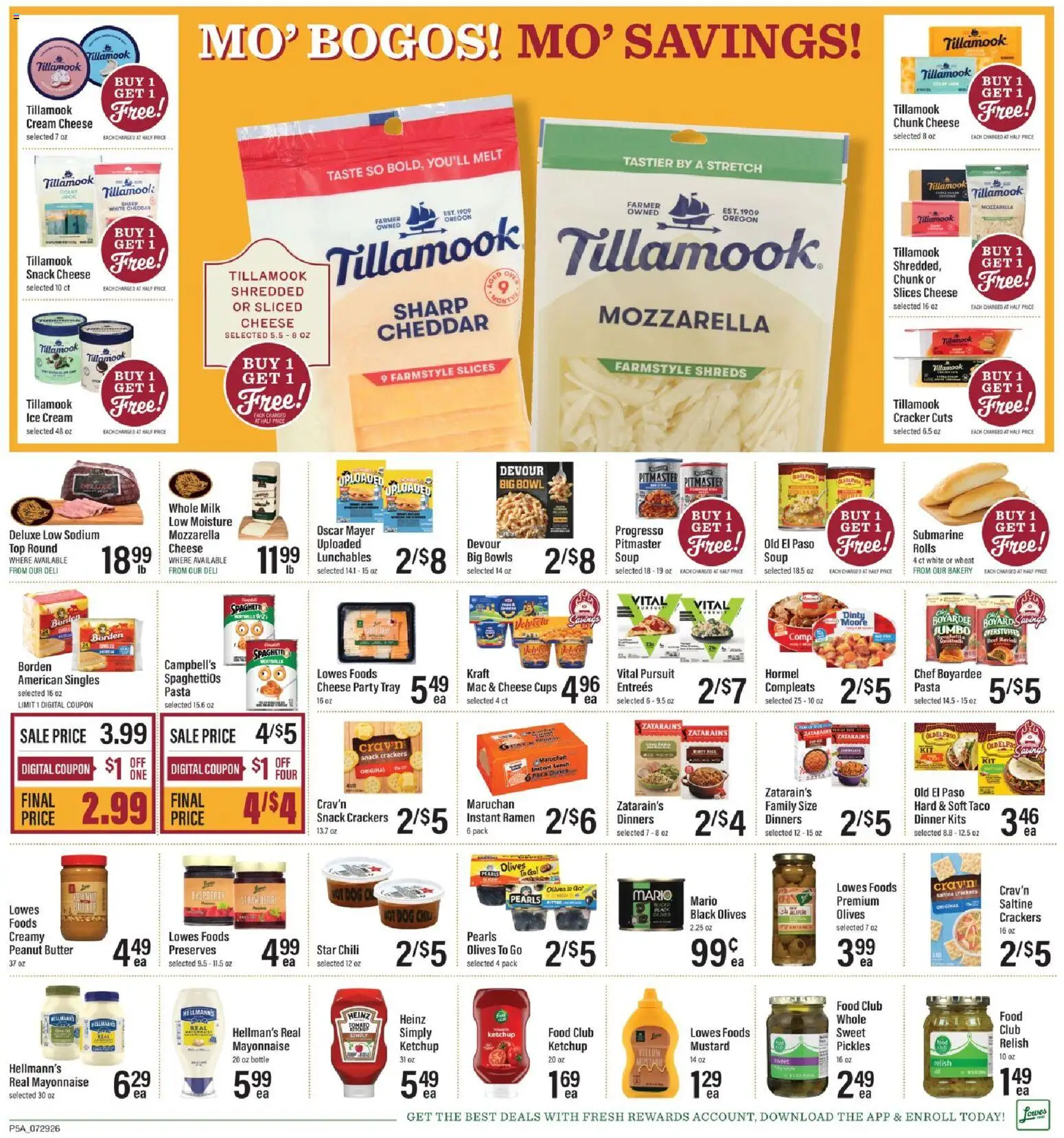 Lowes Foods Weekly Ad - NC - valid from 07/29/2026 | Page: 5 | Products: Butter, Pasta, Ketchup, Mayonnaise