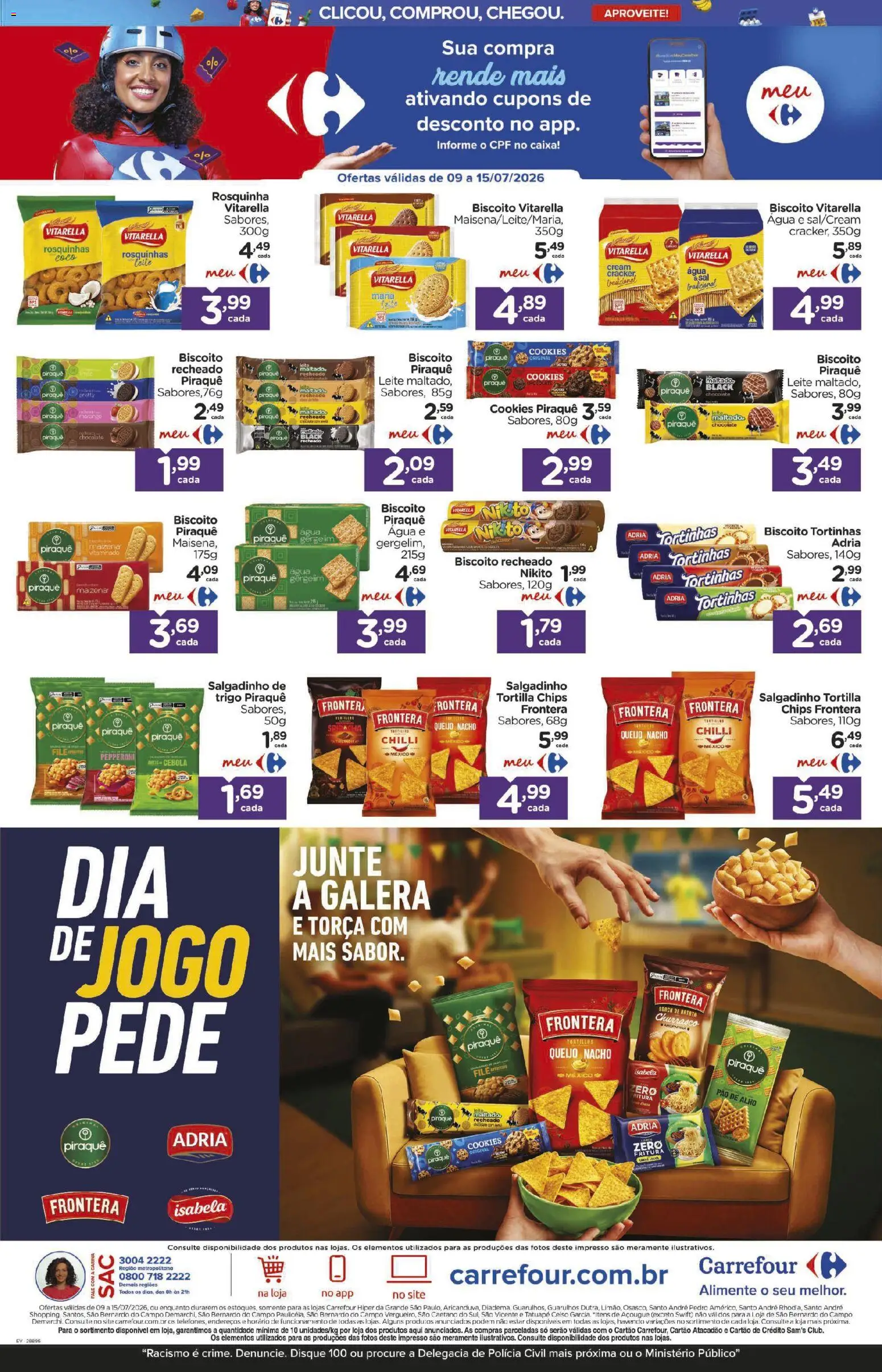 Carrefour Folheto - válido de 09/07/2026 | Página: 3 | Produtos: Cebola, Caixa, Leite, Biscoito recheado