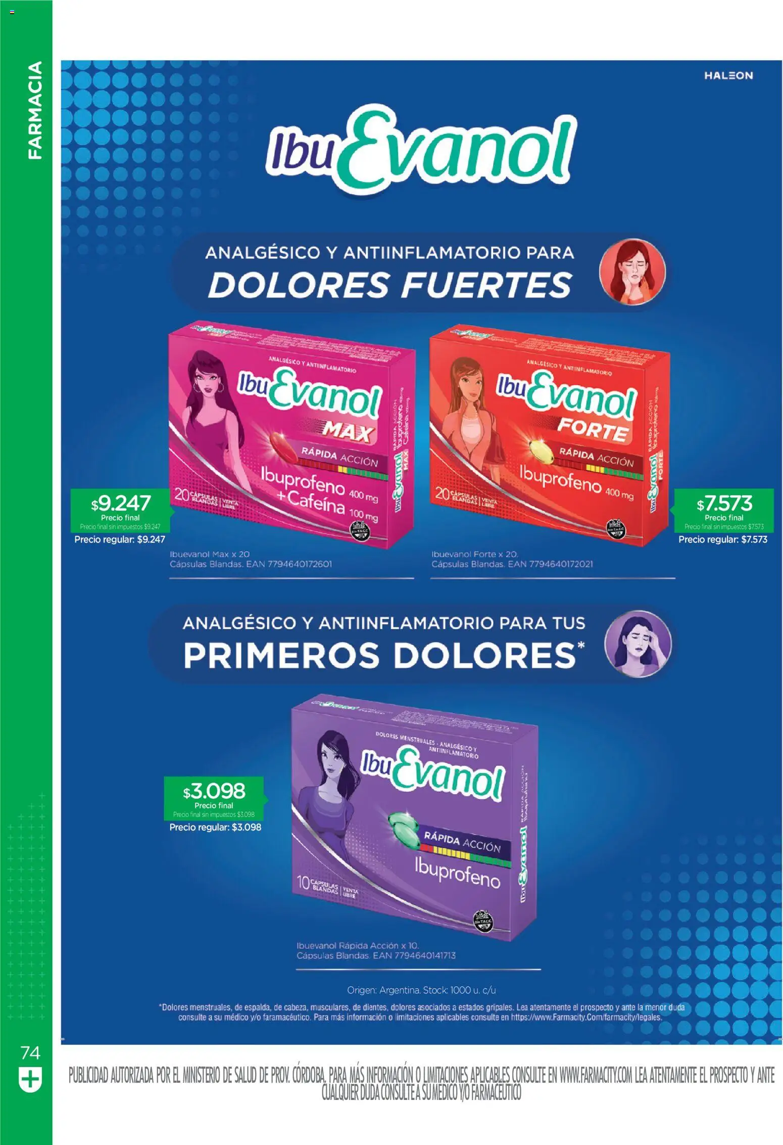 Farmacity catálogo │ válido desde el 01/09/2026 | Página: 74 | Productos: Cápsulas, Analgésico, Antiinflamatorio
