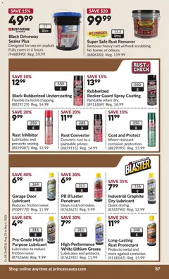 Preview of Princess Auto flyer - 2 Week Sale! from shop Princess Auto valid from Aug 25, 2026 | Page: 88 | Products: Lubricant, Door, Coat