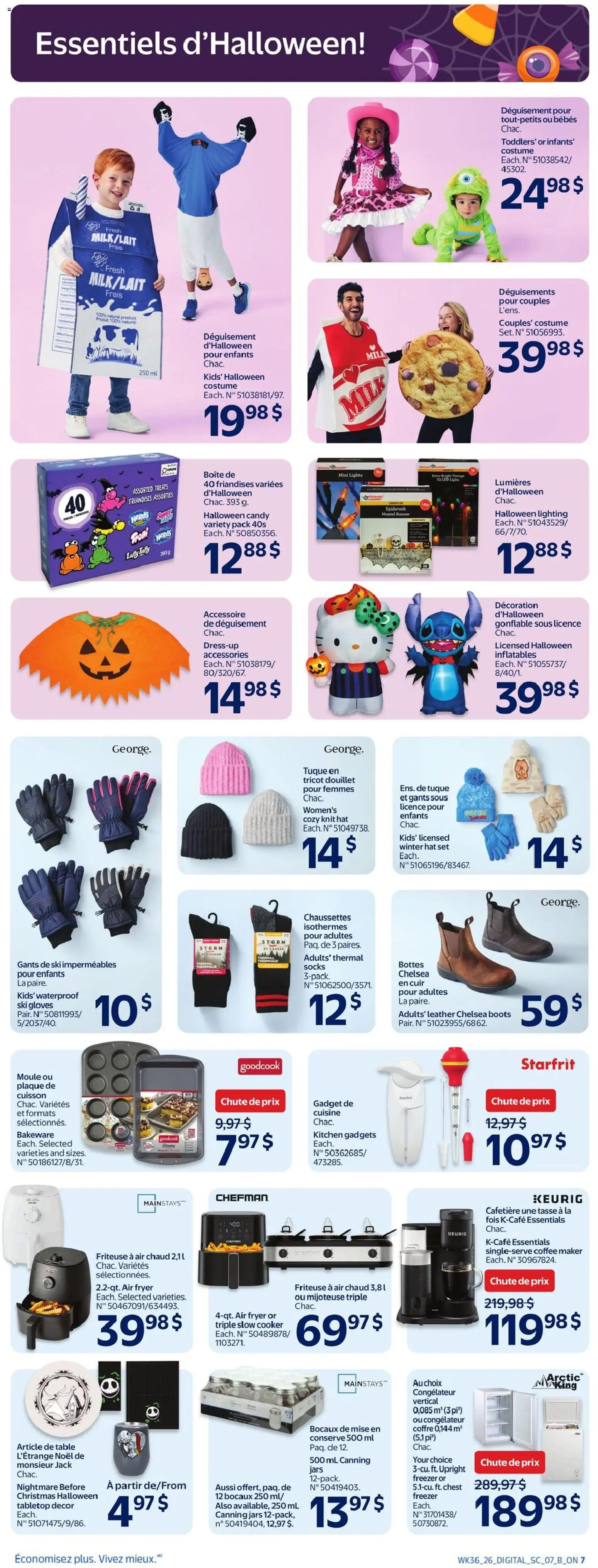 Walmart flyer valid from Oct 1, 2026 | Page: 19 | Products: Boots, Gloves, Coffee maker, Fryer