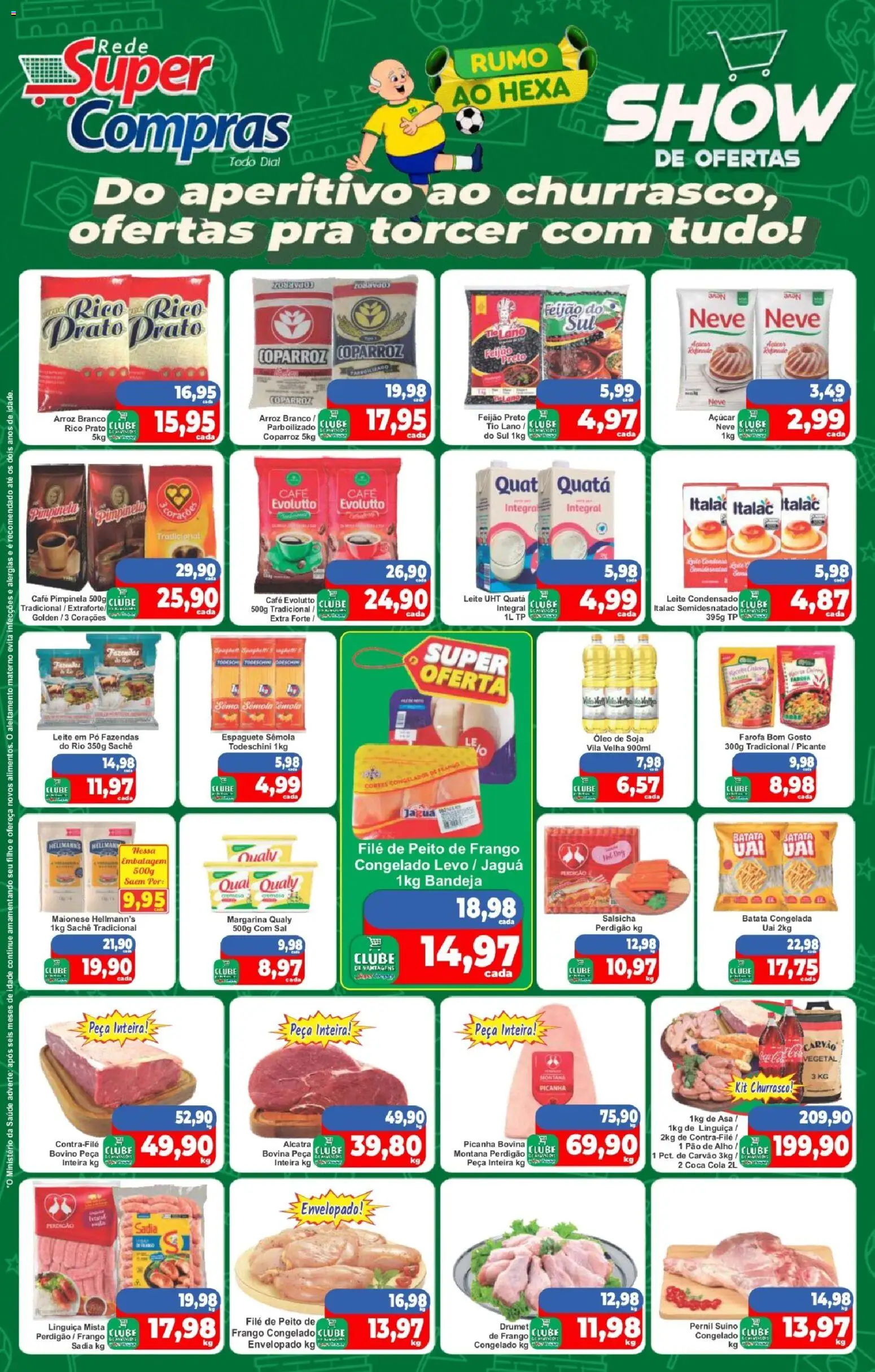 Rede Super Compras Folheto - válido de 12.06.2026 | Página: 1 | Produtos: Carvão vegetal, Salsicha, Picanha, Leite em pó