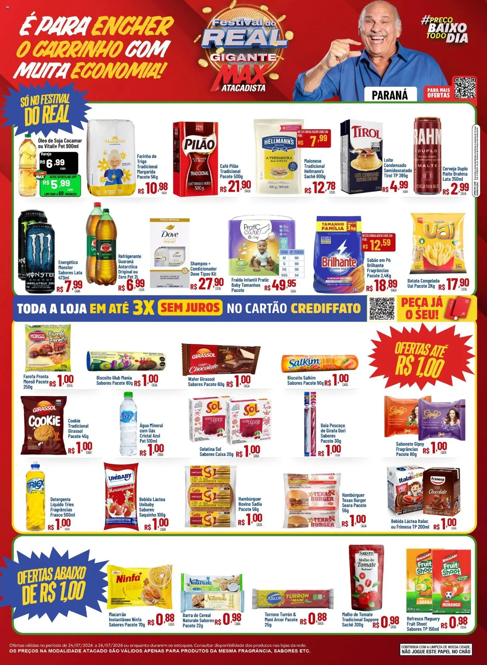 Max Atacadista Folheto - válido de 24/07/2026 | Página: 1 | Produtos: Óleo, Sabonete, Monster, Dove