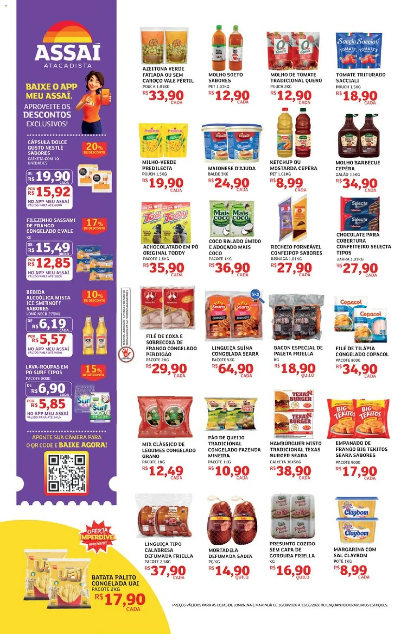 Assaí Atacadista Folheto - válido de 10/08/2026 | Página: 2 | Produtos: Tilápia, Mortadela, Batata, Filé de tilápia