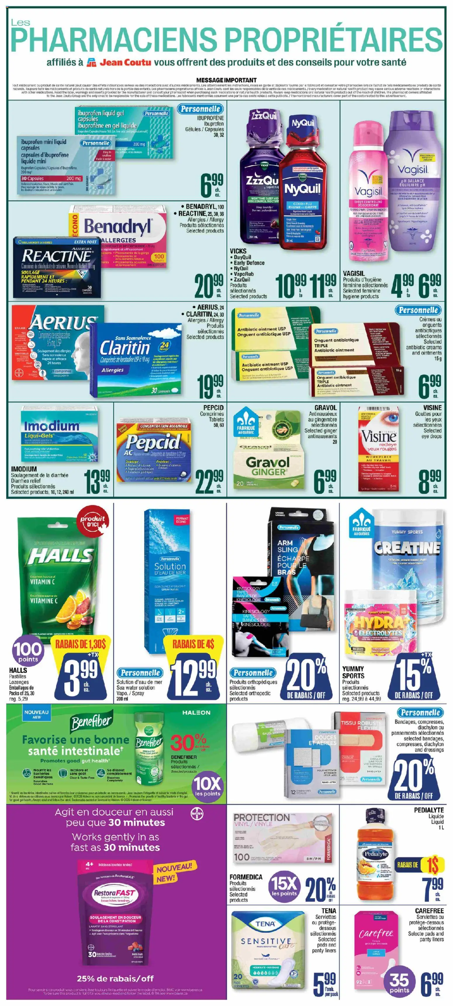 Jean Coutu flyer valid from Sep 10, 2026 | Page: 4 | Products: Lemonade, Eye drops, Salt, Panty liners