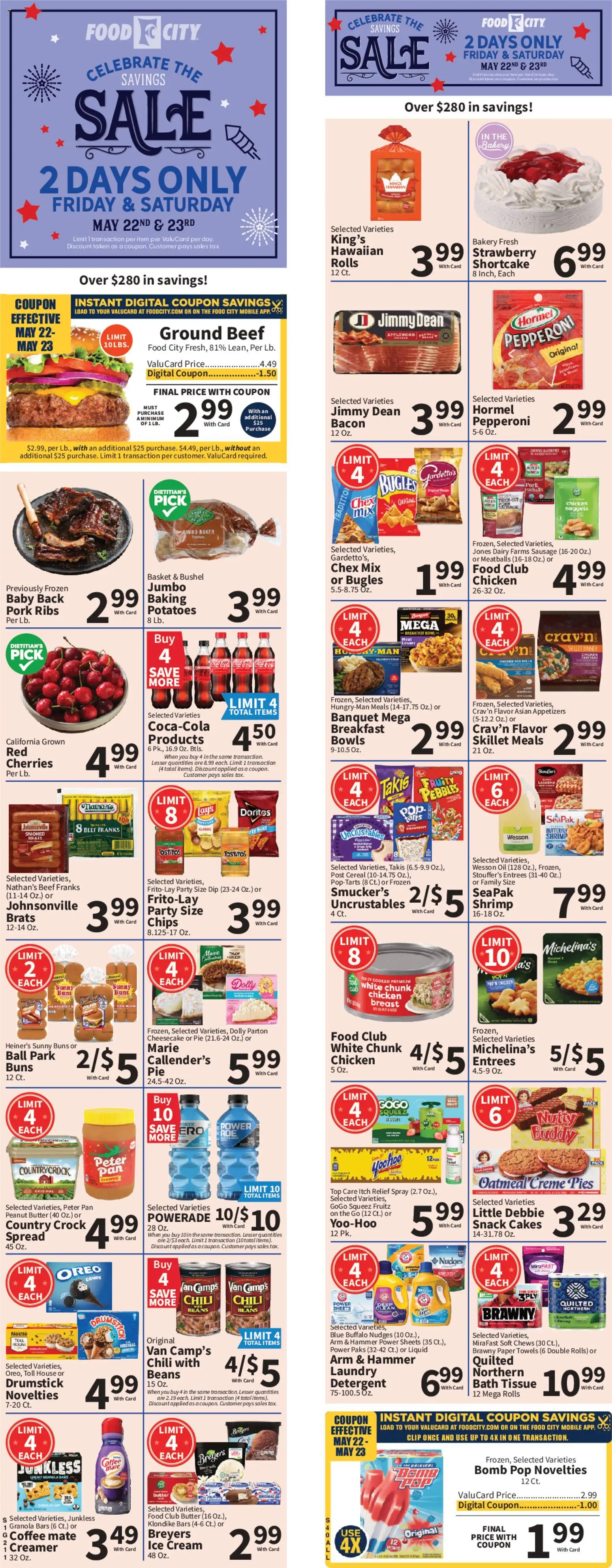 Food City Weekly Ad - valid from 22.05.2026 | Page: 1 | Products: Bakery, Cherries, Skillet, Butter