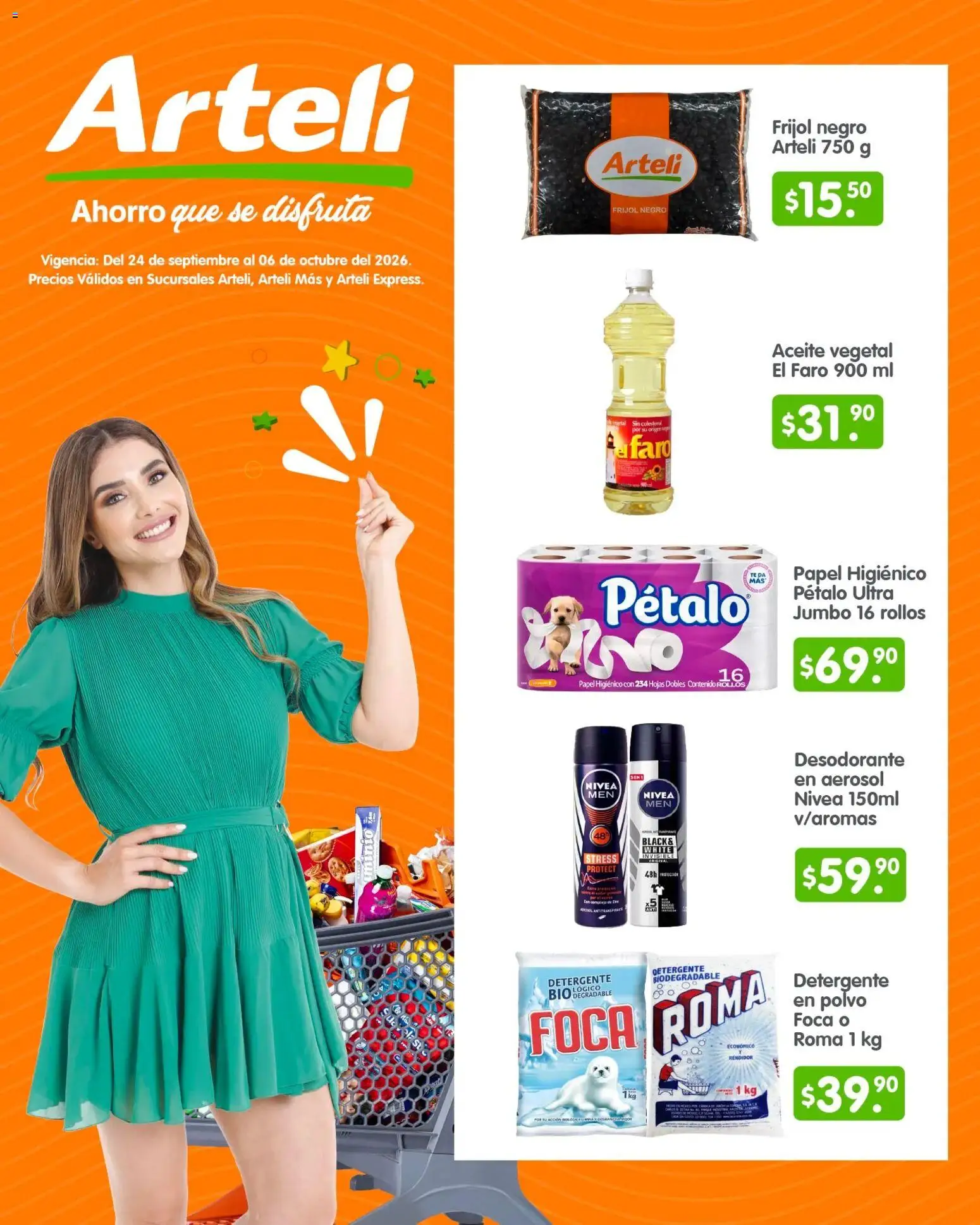 Nuevas ofertas de Arteli válidas en toda la República Mexicana desde el 24/09/2026. ¡Encuentra las mejores ofertas en Arteli folleto Quincenal! | Página: 1 | Productos: Detergente, Aceite vegetal, Papel higiénico, Polvo