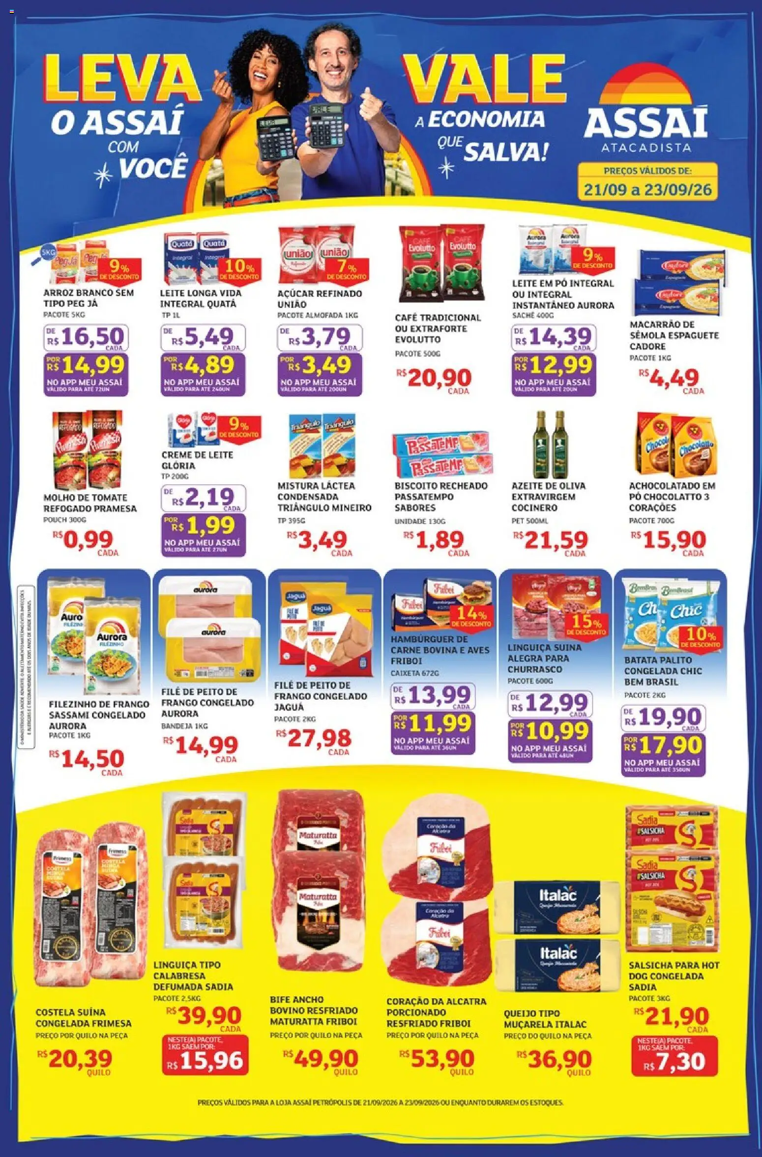 Assaí Atacadista Folheto - válido de 21/09/2026 | Página: 1 | Produtos: Espaguete, Linguiça, Muçarela, Bandeja