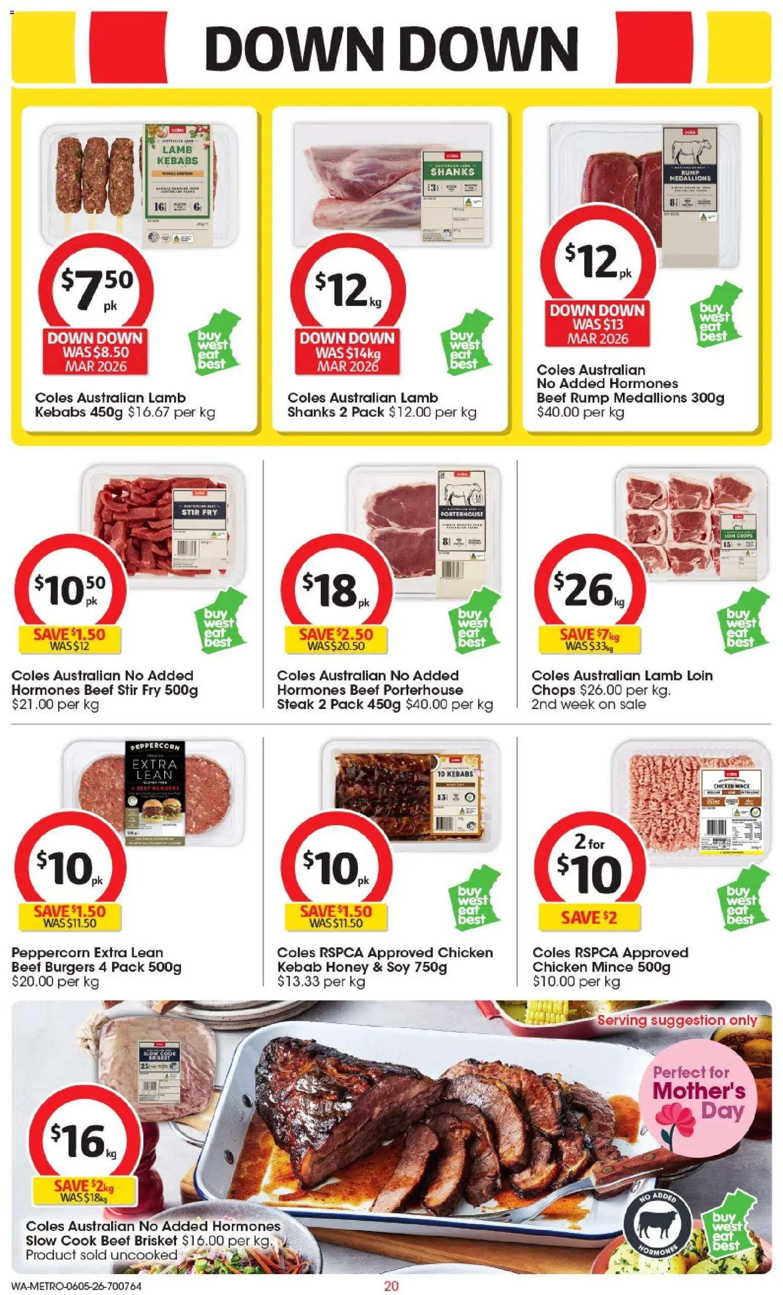 Coles catalogue - valid from 06.05.2026 | Page: 20 | Products: Honey, Chicken, Lamb, Beef