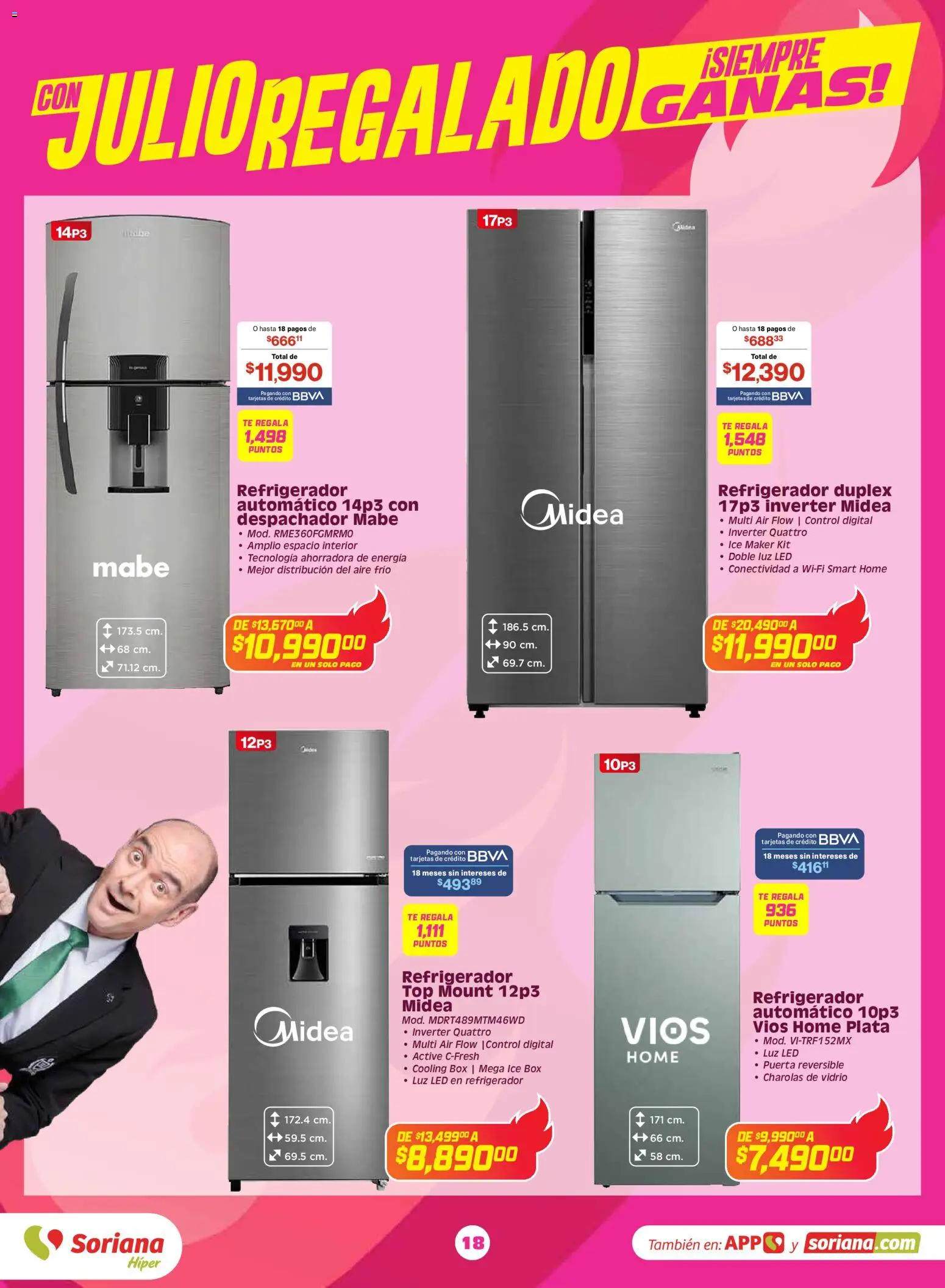 Nuevas ofertas de Soriana válidas en toda la República Mexicana desde el 03.06.2026. ¡Encuentra las mejores ofertas en Soriana Con Julio Regalado siempre ganas Híper Nacional! | Página: 17 | Productos: Refrigerador, Top, Té