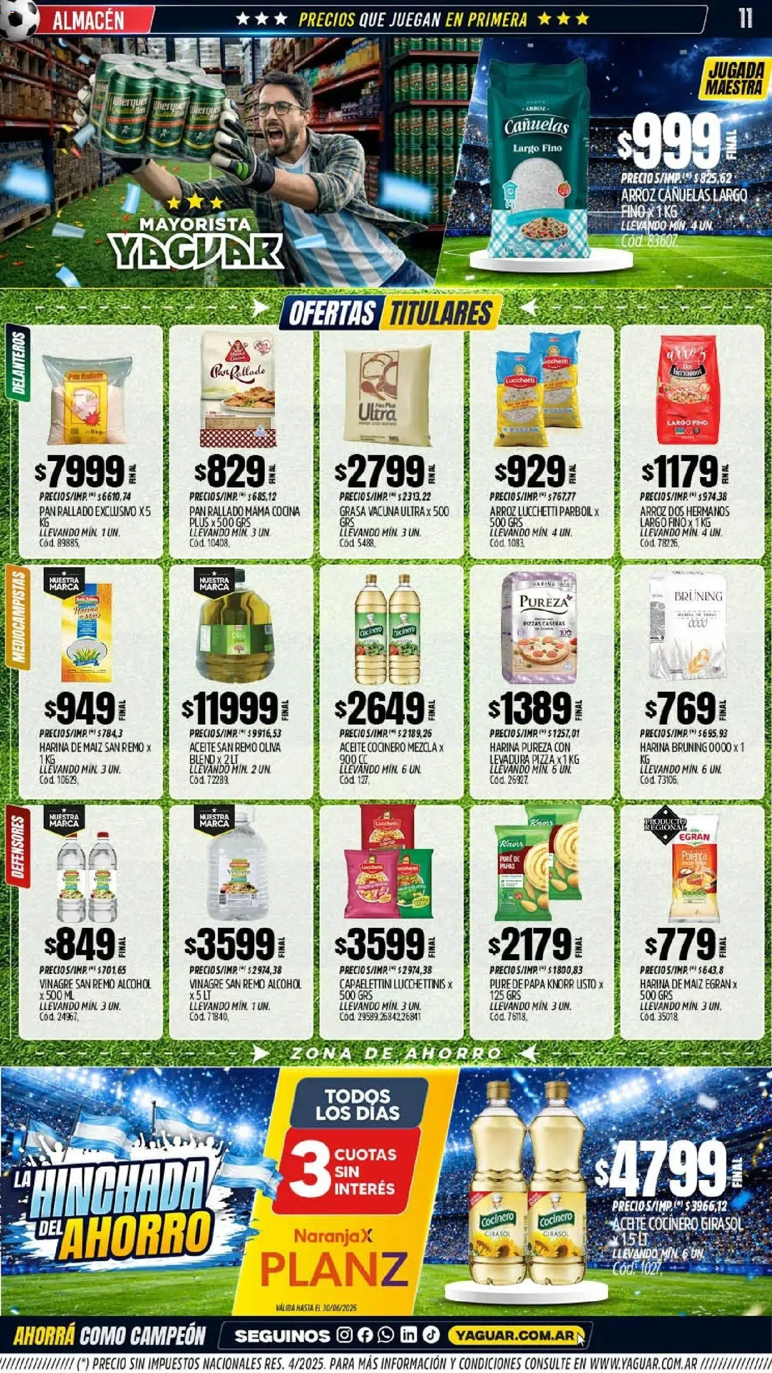 Yaguar - Oferta Semanal Córdoba │ válido desde el 08.06.2026 | Página: 11 | Productos: Aceite, Vinagre, Oliva, Pizza