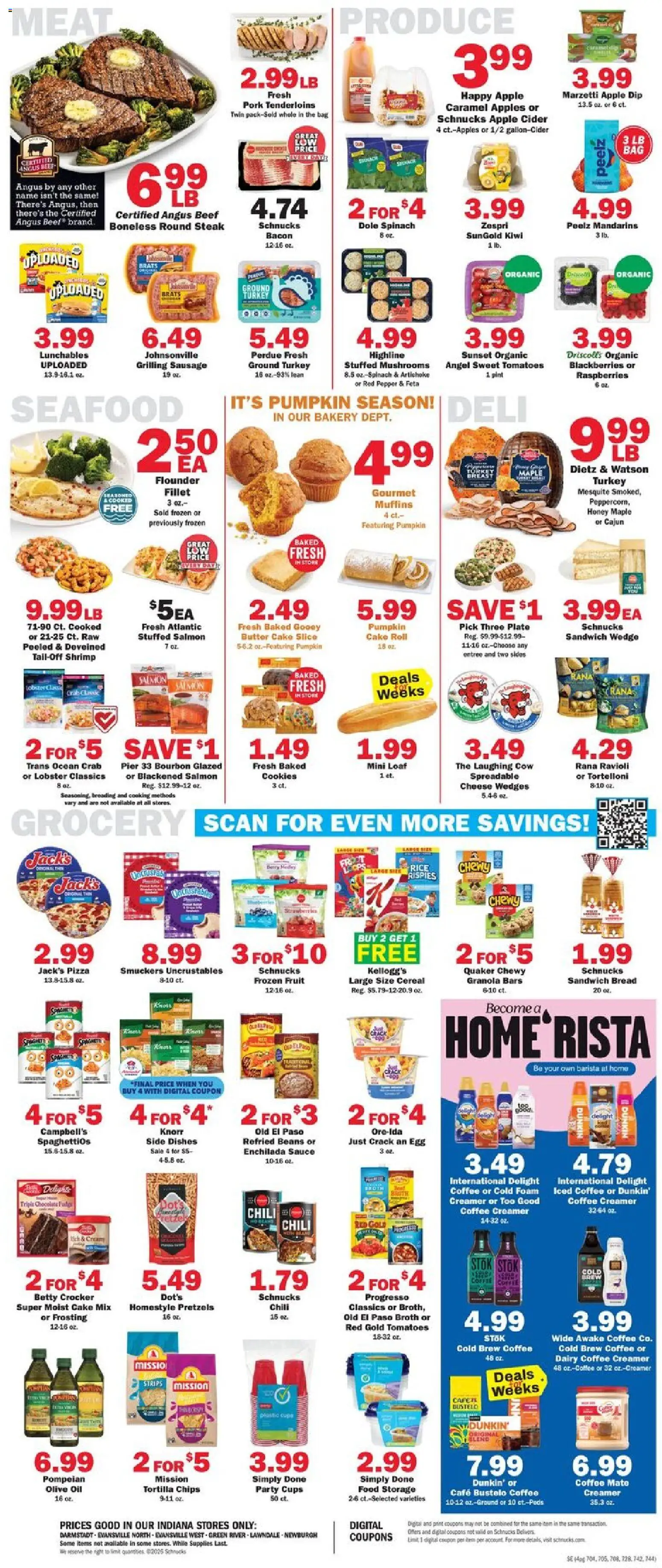 Schnucks Weekly Ad - valid from 09/23/2026 | Page: 4 | Products: Raspberries, Meat, Bourbon, Seafood