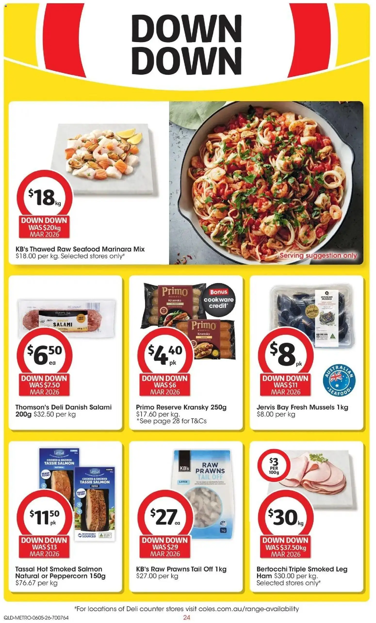 Coles catalogue - valid from 05.05.2026 | Page: 24 | Products: Ham, Prawns, Salmon, Seafood