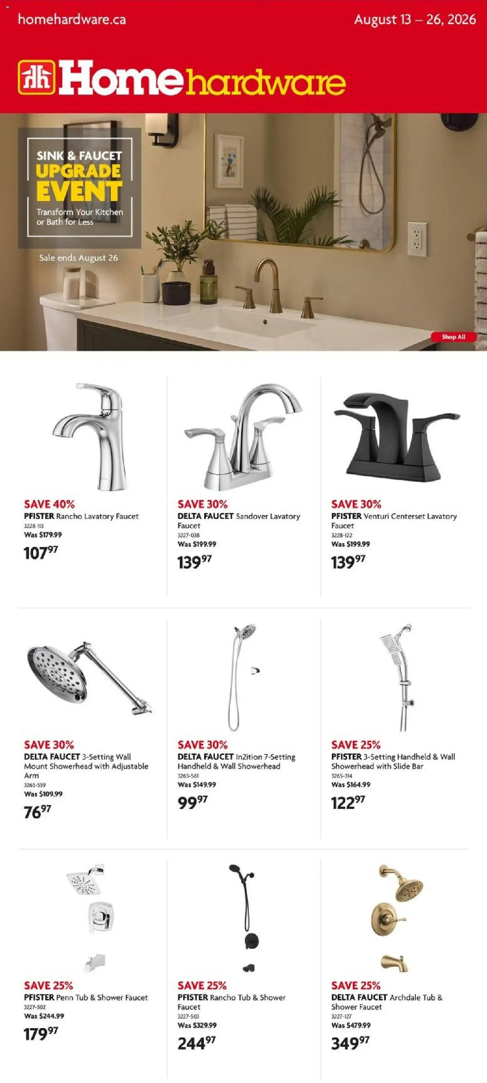 Home Hardware flyer valid from Aug 13, 2026 | Page: 1 | Products: Bath, Shower