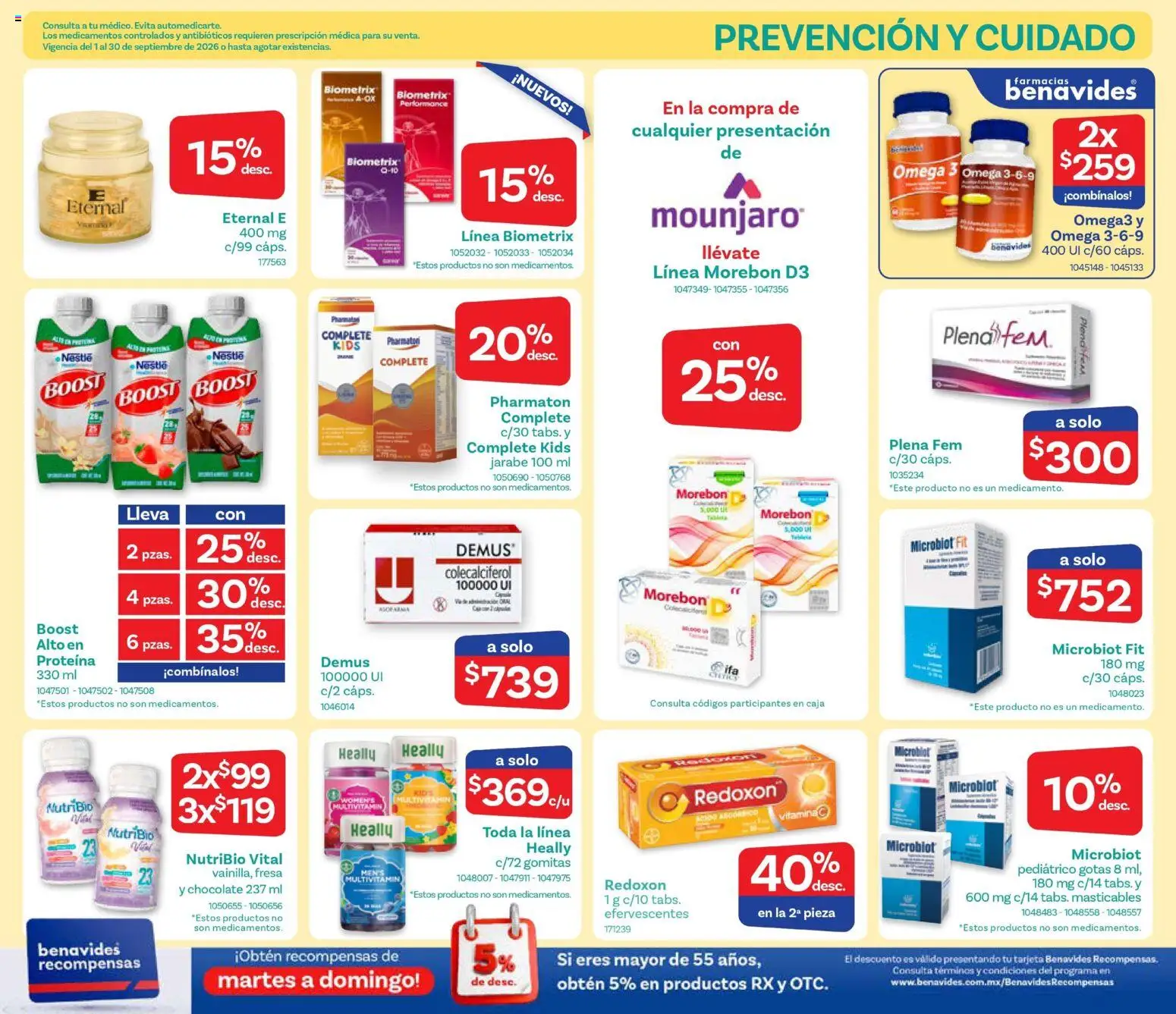 Nuevas ofertas de Farmacia Benavides válidas en toda la República Mexicana desde el 01/09/2026. ¡Encuentra las mejores ofertas en Farmacia Benavides catálogo! | Página: 13 | Productos: Chocolate, Proteína, Caja, Gomitas
