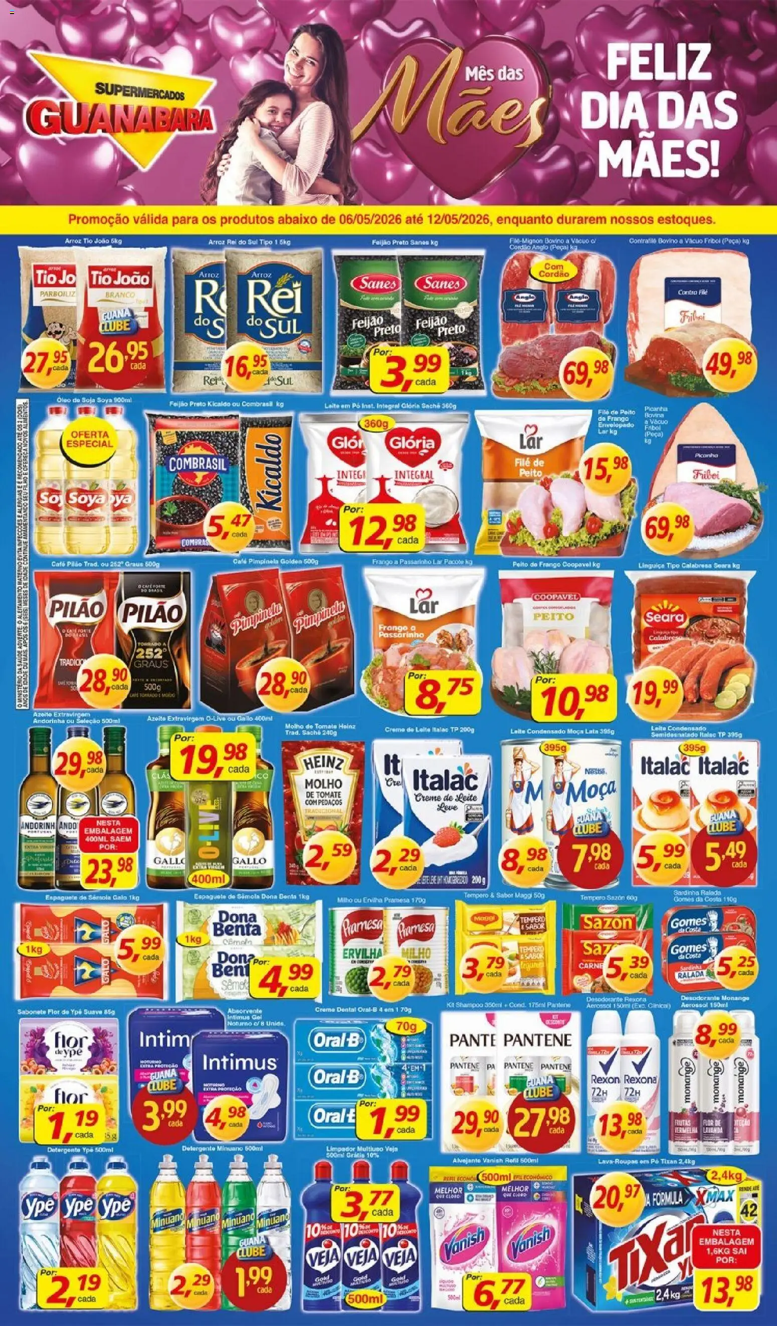 Supermercados Guanabara Folheto - válido de 06.05.2026 | Página: 1 | Produtos: Espaguete, Molho de tomate, Frango, Sardinha