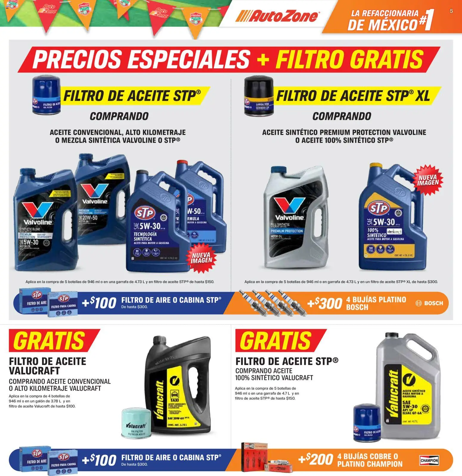 Nuevas ofertas de AutoZone válidas en toda la República Mexicana desde el 28/06/2026. ¡Encuentra las mejores ofertas en AutoZone catálogo! | Página: 5 | Productos: Sal, Aceite