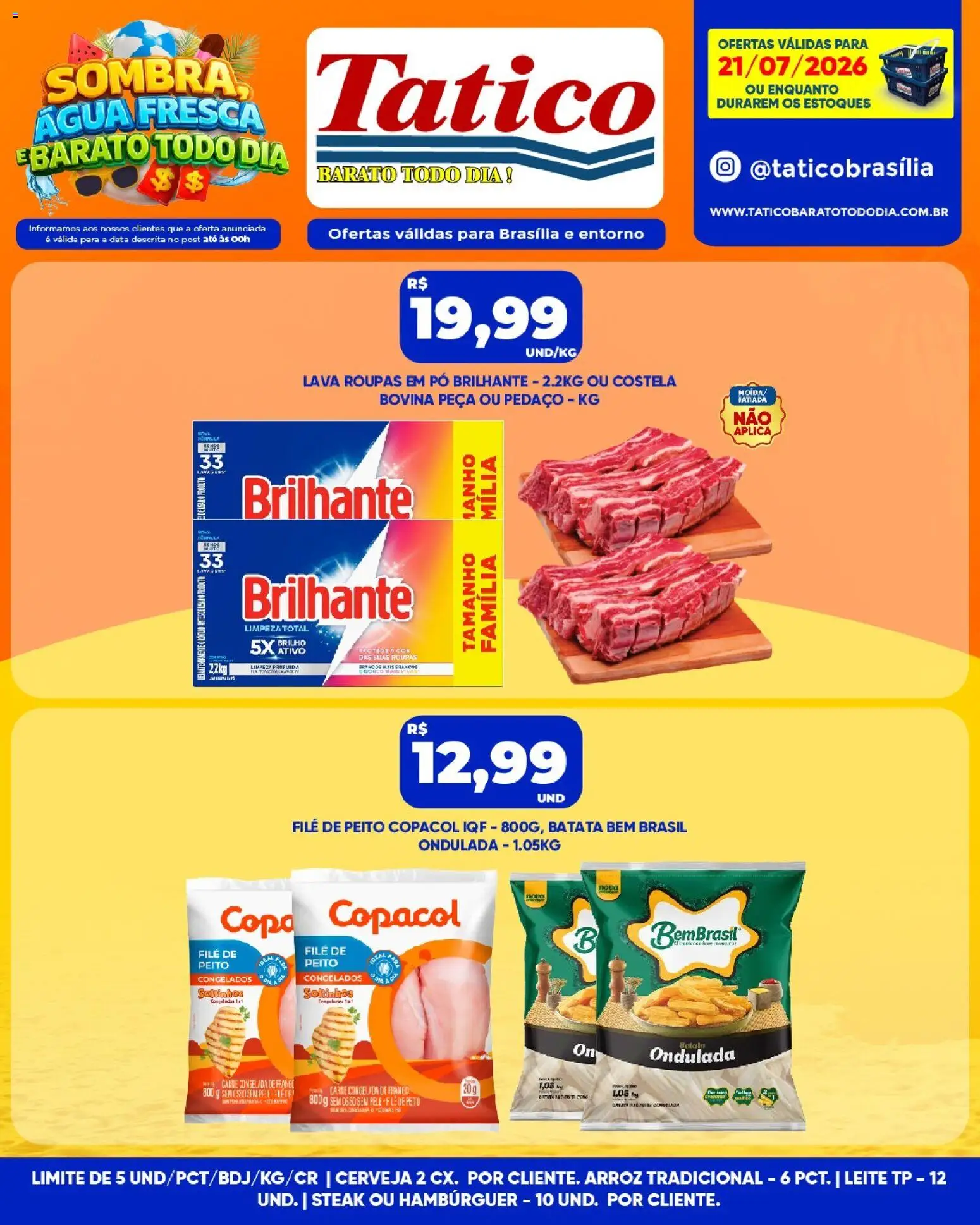 Tatico Folheto - válido de 21/07/2026 | Página: 10 | Produtos: Cerveja, Copa, Arroz, Hambúrguer