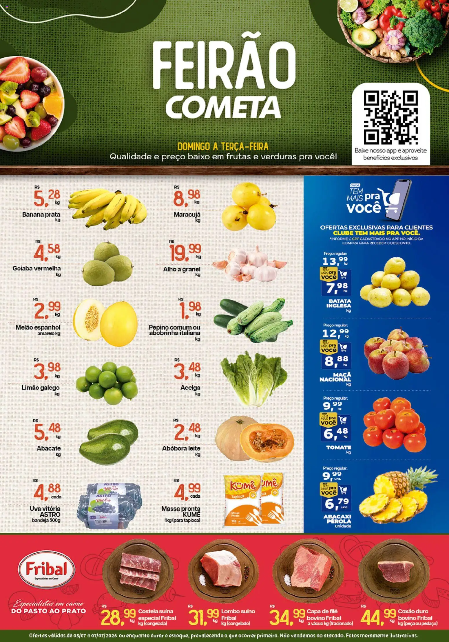 Cometa Supermercados Folheto - válido de 05/07/2026 | Página: 1 | Produtos: Maracujá, Alho, Baixo, Bandeja