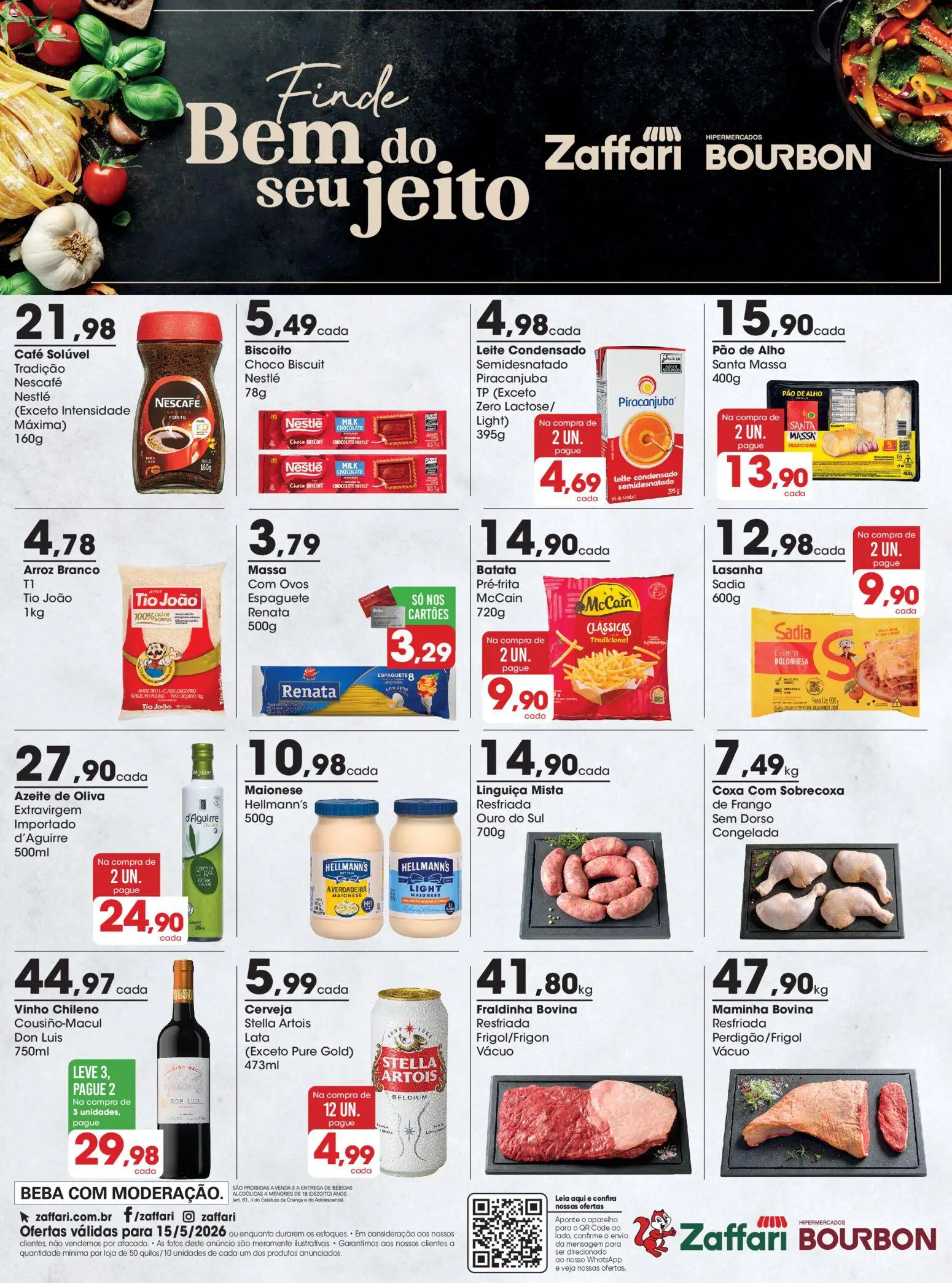 Zaffari Folheto - válido de 15.05.2026 | Página: 1 | Produtos: Fraldinha, Cerveja, Arroz, Frango