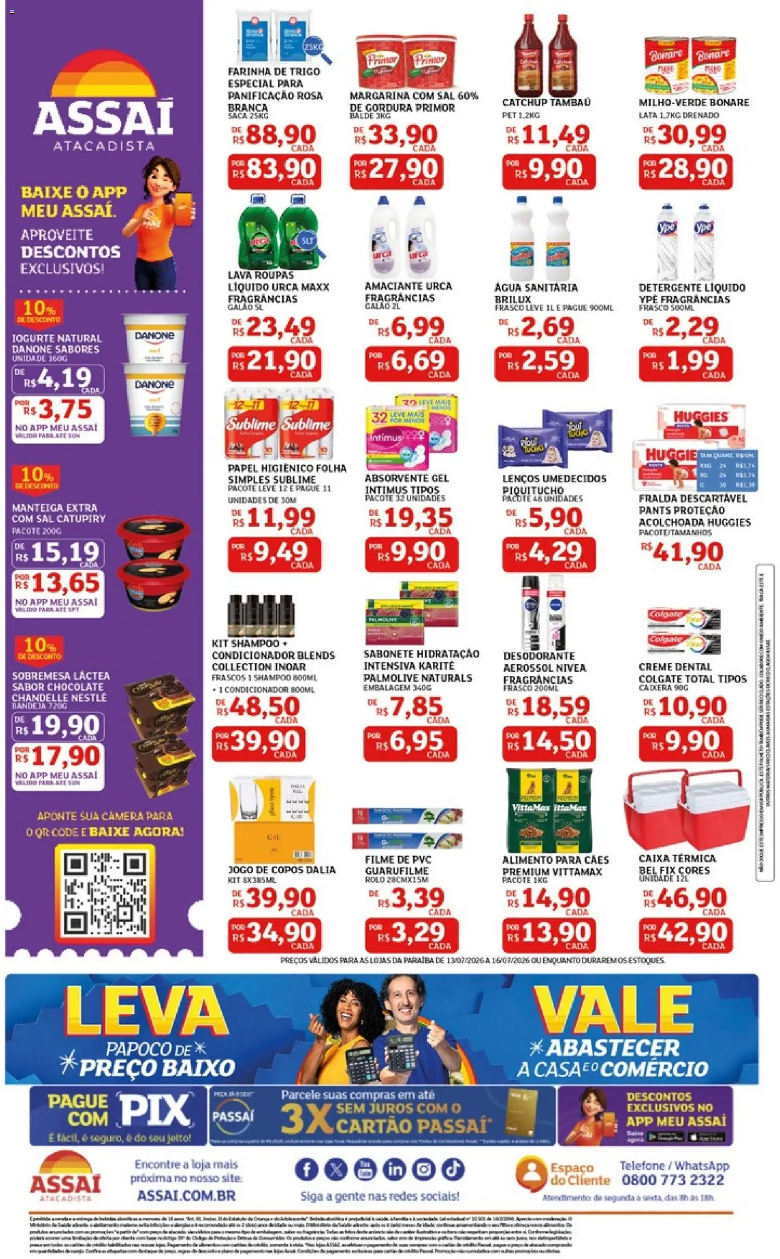 Assaí Atacadista Folheto - válido de 13/07/2026 | Página: 2 | Produtos: Shampoo, Desodorante, Absorvente, Água sanitária